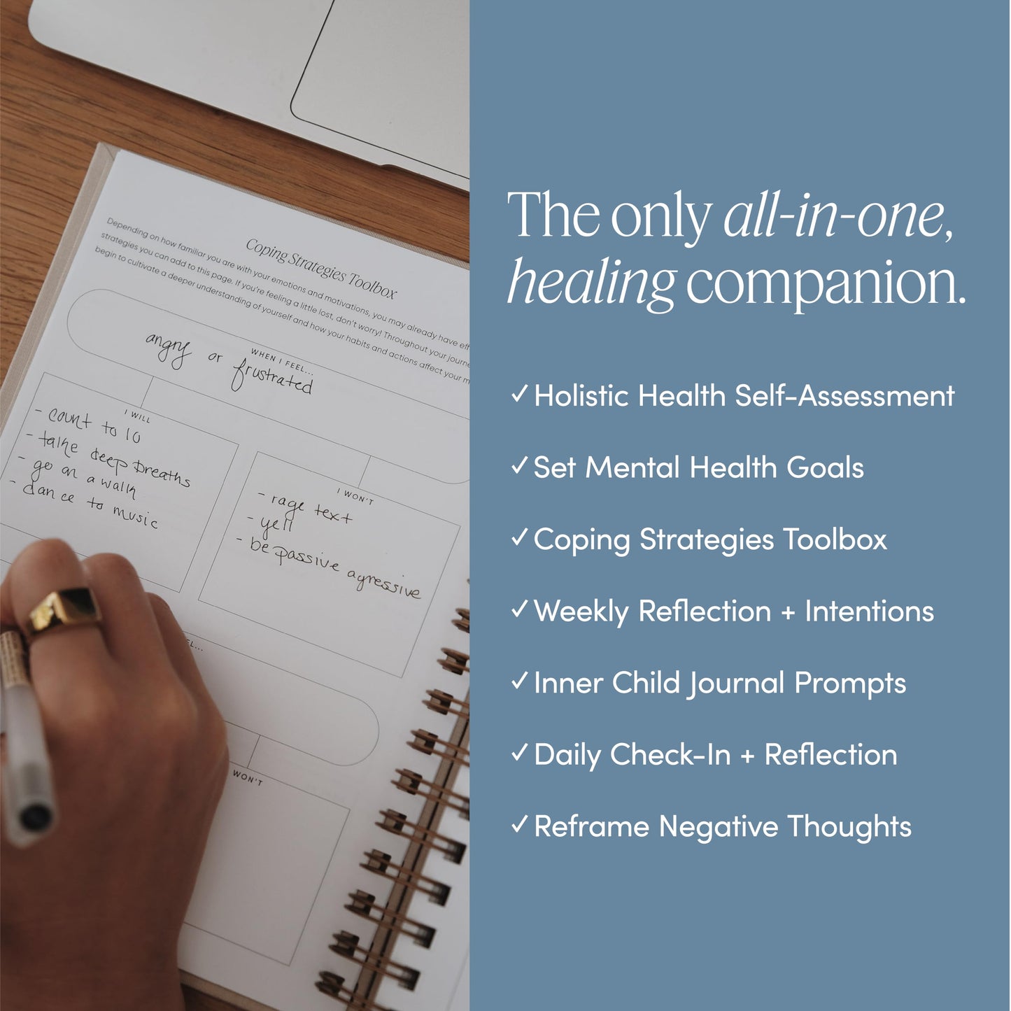 The Inner Work Journal: Mental Health Journal to Relieve Anxiety & Depression for Men & Women With Prompts - Guided CBT Journal for Inner Child Healing, Mindfulness, Reflection, and Stress Relief (Sand)