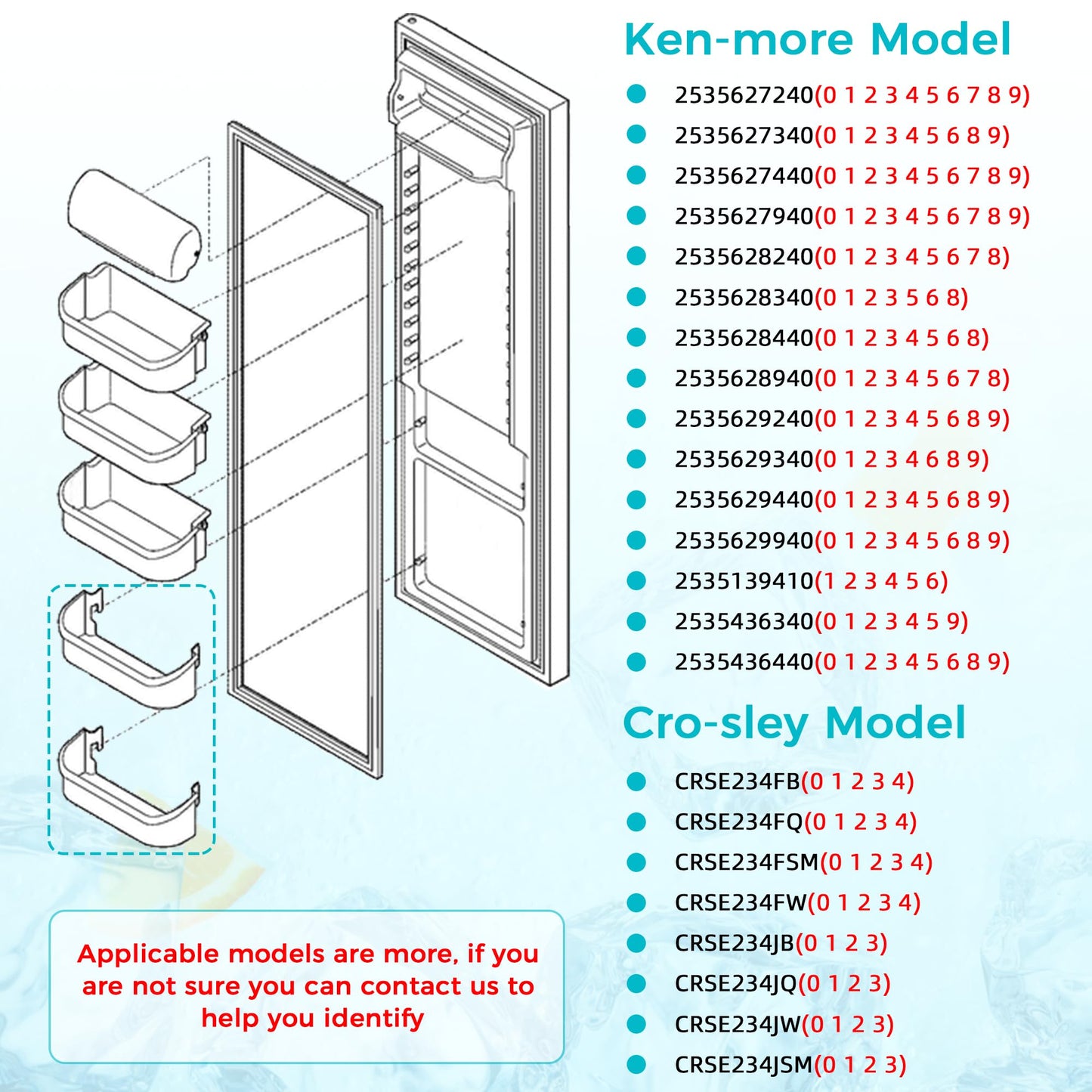 240363702 Refrigerator Door Bin Shelf Replacement for Frigi-daire Ken-more, 14.3in(L)×4.2in(W)×5.5in(H) Refrigerator Bottom Side Door Bin Replace 240363704 240363705 240363708 by Fetechmate, 2 pack