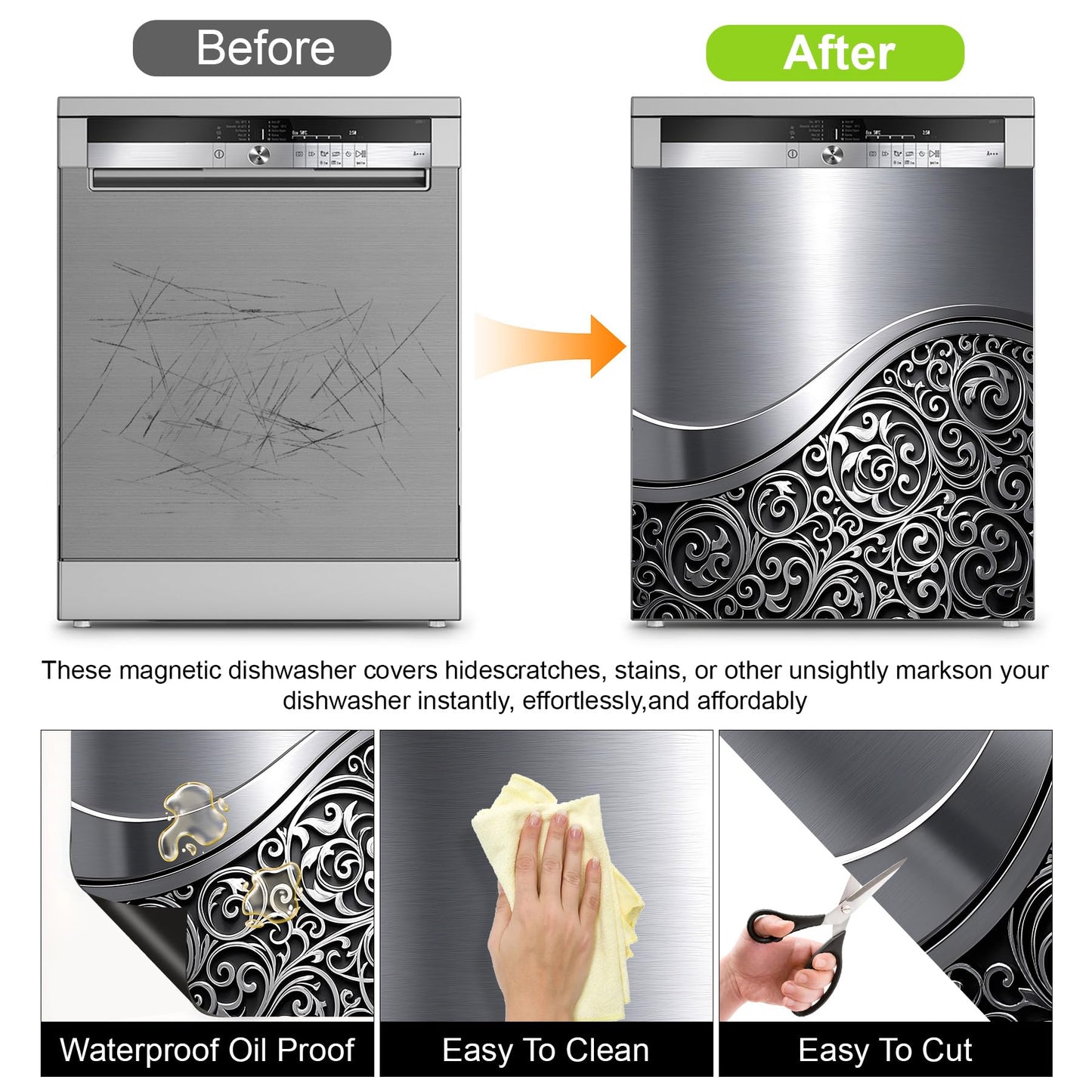 AOHMPT Dishwasher Magnet Sticker Cover Panel Decal Refrigerator Magnetic Sticker Decorative for Kitchen Decoration,Fridge Door Cover,Home Appliances Decor Stickers 23"x26"