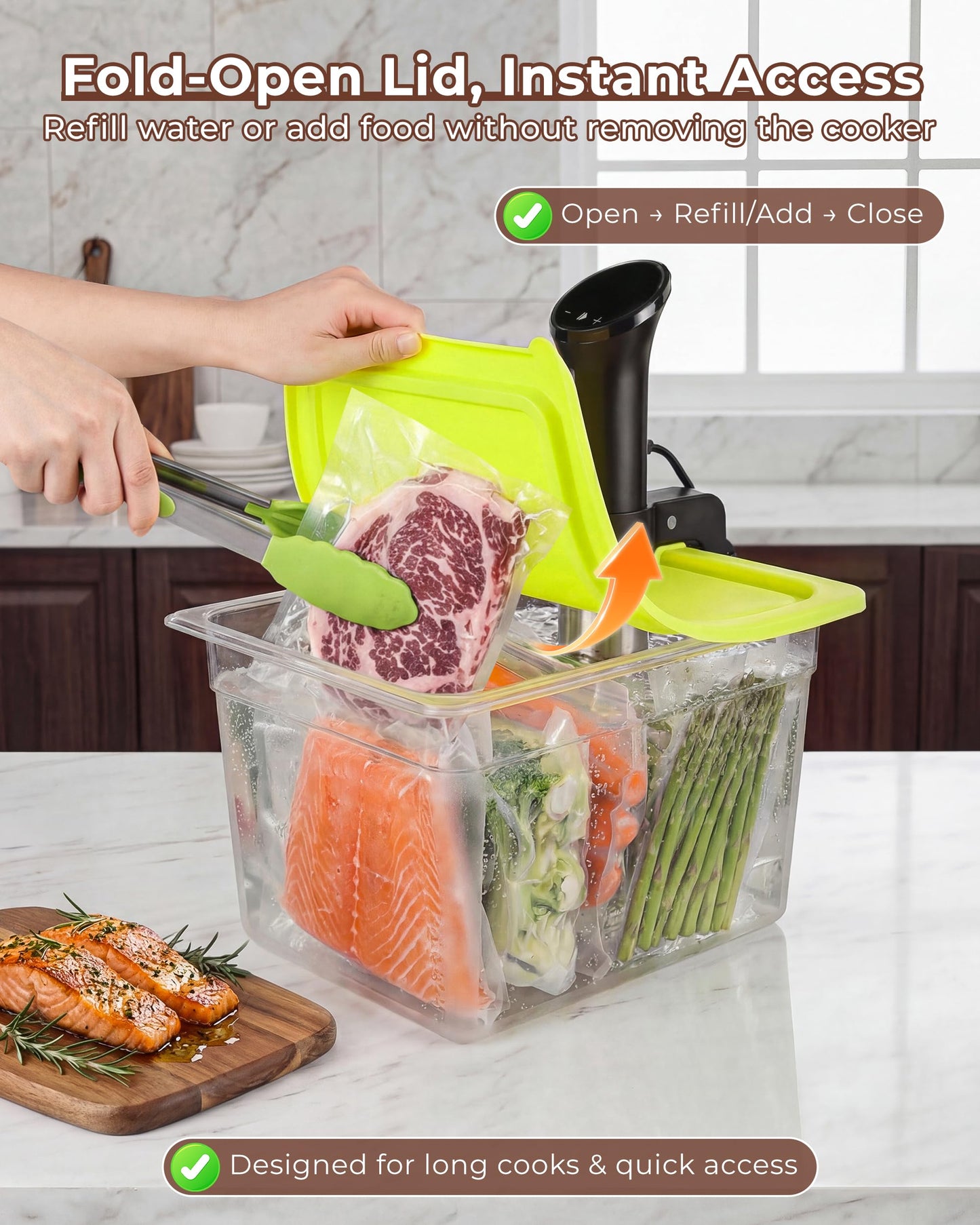 EVERIE Sous Vide Container with Universal Silicone Lid Compatible with Anova All Models, Anova Nano, Chefsteps Joule, Instant Pot, Wancle Sous Vide Cookers