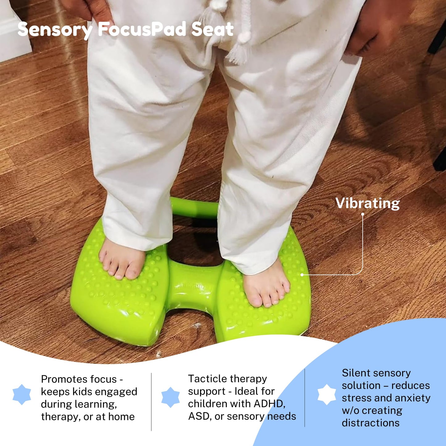 Special Needs Essentials FocusPad Seat & FocusPad 3-in-1 | Sensory seat | ADHD Tool | Anxiety Stress Relief… (Lime Green, 1 Count (Pack of 1))