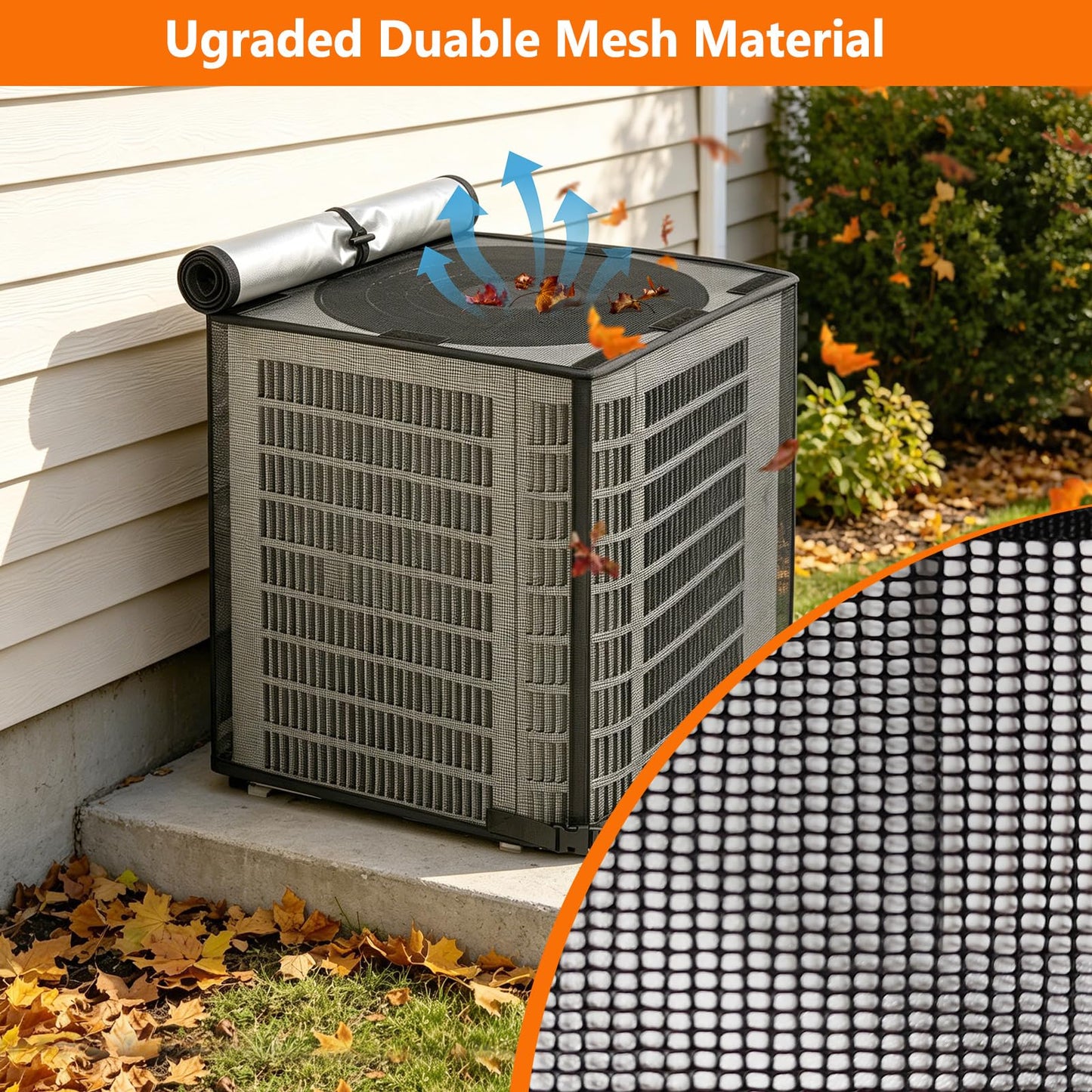 STARTWO 2 in 1 Full Mesh Air Conditioner Covers for Outside with Detachable Waterproof Fabric Top,All Season Outdoor AC Units Cover Against Leaves,Debris,Ice,Snow,36x36x40in