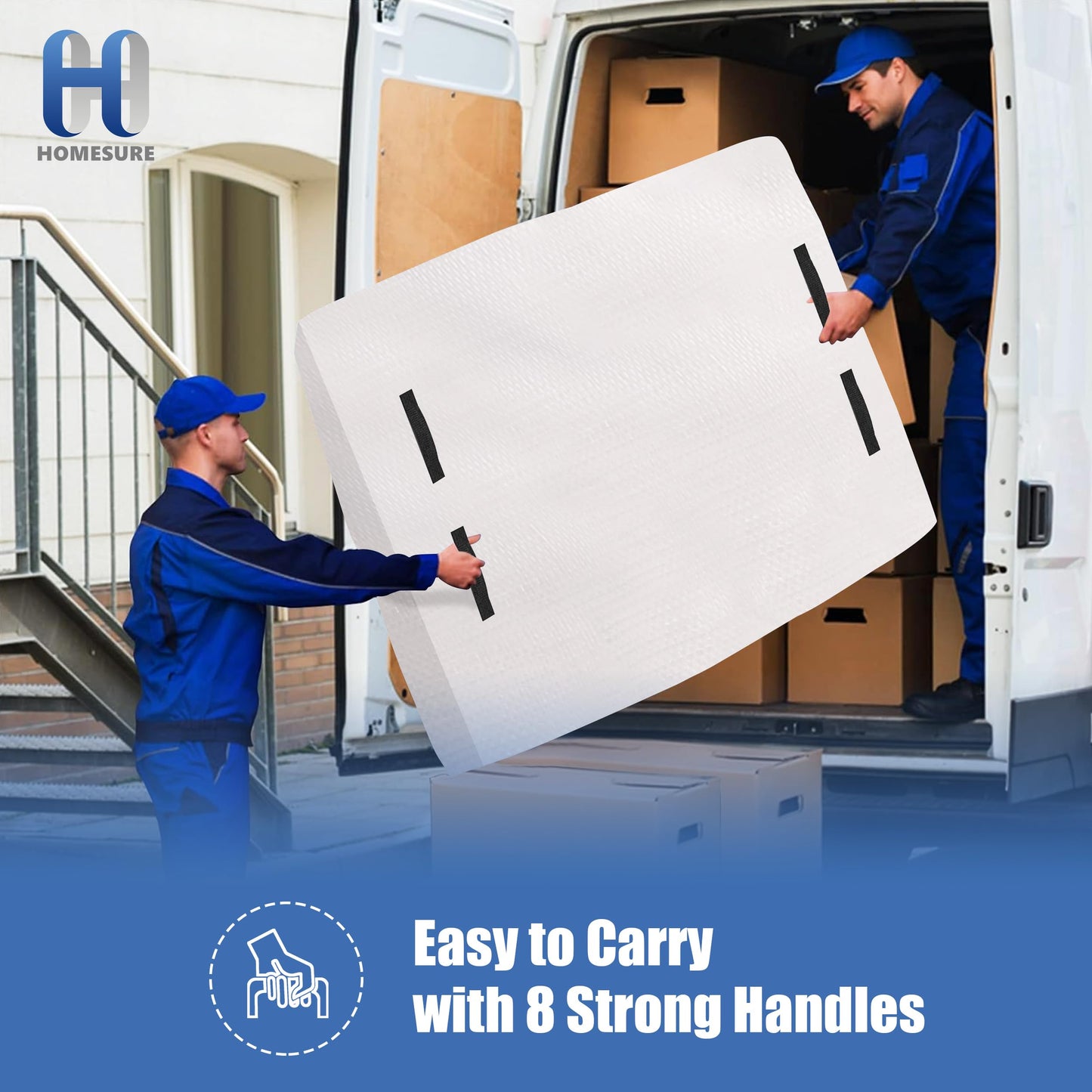 HOMESURE King Mattress Bag for Moving and Storage, Semi-Transparent, Heavy Duty, Strong Zipper Closure, 8 Handles, Eco-Friendly