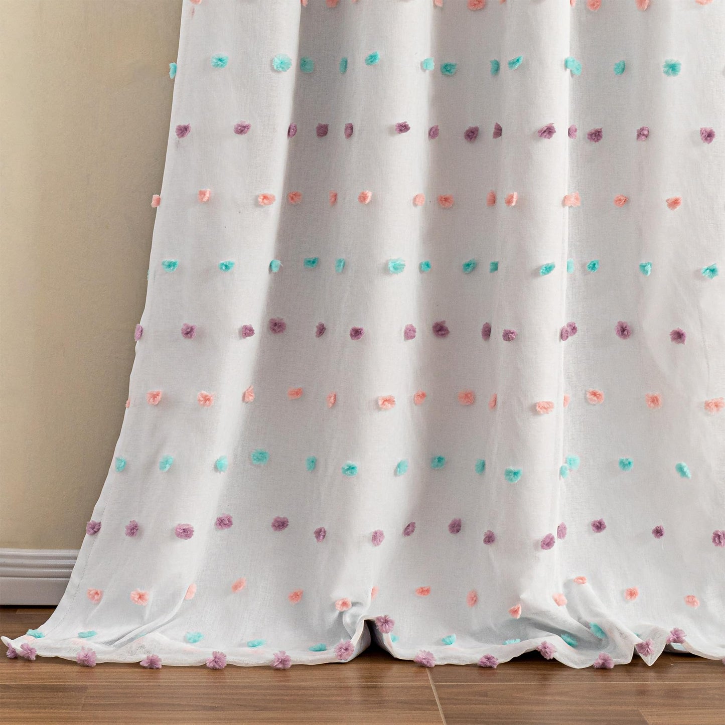 MEETSKY Kids Blackout Curtains for Girls Bedroom 63 Inches Nursery Curtains with Rainbow Pom Pom Sheer Room Darkening Window Drapes for Living Room Grommet Set of 2, 52" W x 63" L