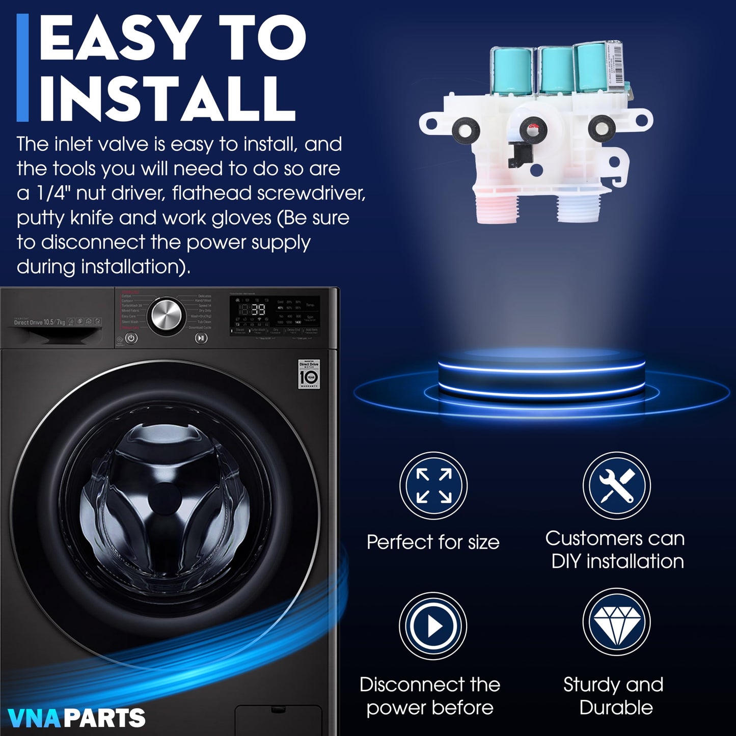 For Whirlpool Cabrio WTW7000DW0 WTW7300DW1 WTW8040DW0 WTW7040DW1 WTW8040DW4 WTW7300DW0 WTW7040DW0 WTW8040DW2 WTW6120HW0 WTW7120HW0 WTW7000DW3 WTW8000DW0 WTW8000DW Replaces Washer Water Inlet Valve