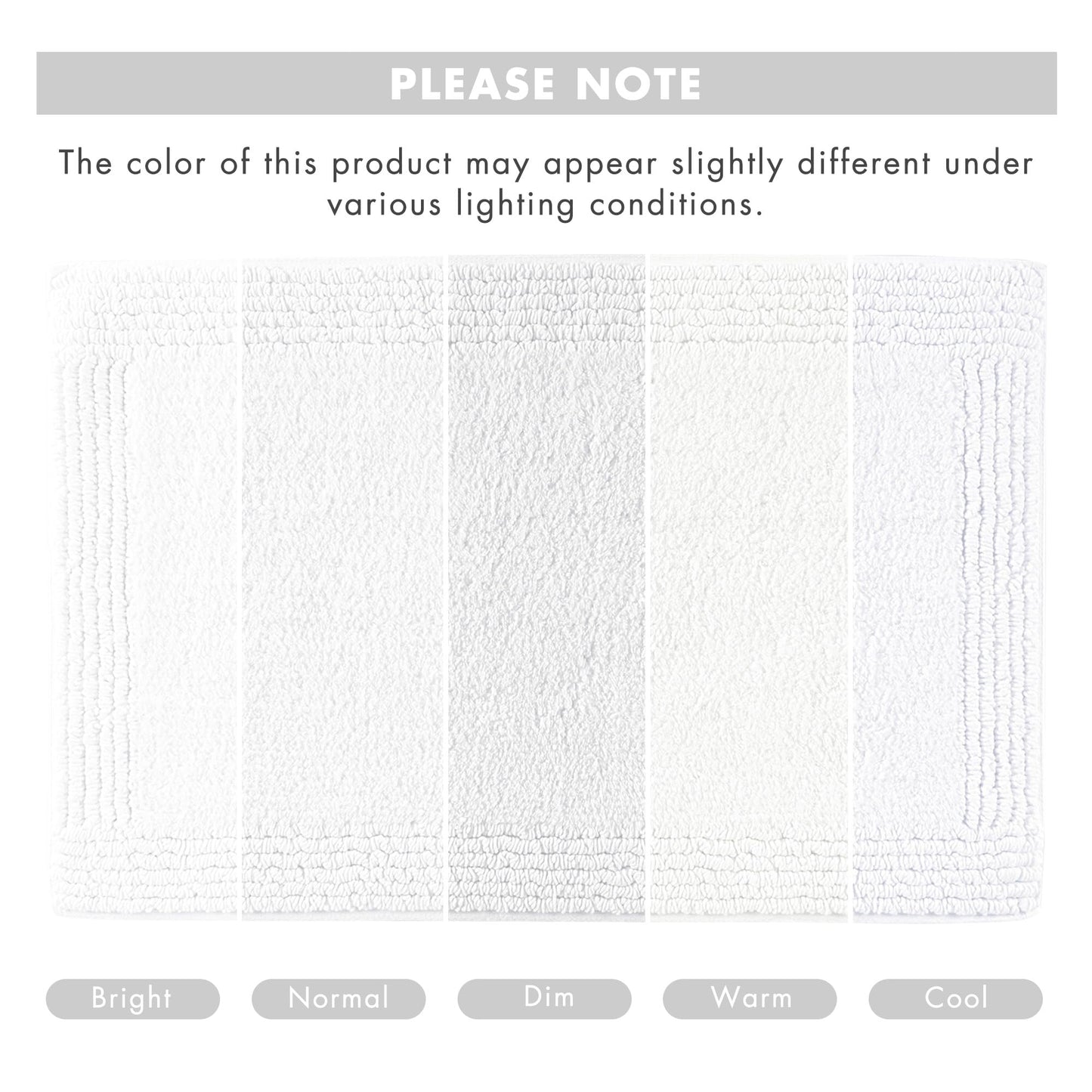 Madison Park Splendor Reversible 100% Cotton Tufted Bathroom Rug-3000 GSM Hotel Quality Luxurious Plush Medium Pile Bath Mat Absorbent, Quick Dry, Shower Room Décor, 24x44 White