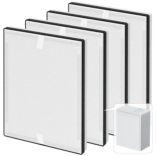4 Packs KJ102 Replacement Filter Compatible with Mooka KJ102 Air Purifier for Home Large Room Up to 1300 Ft², 3-in-1 Washable Pre-Filter, HEPA and Activated Carbon Filter
