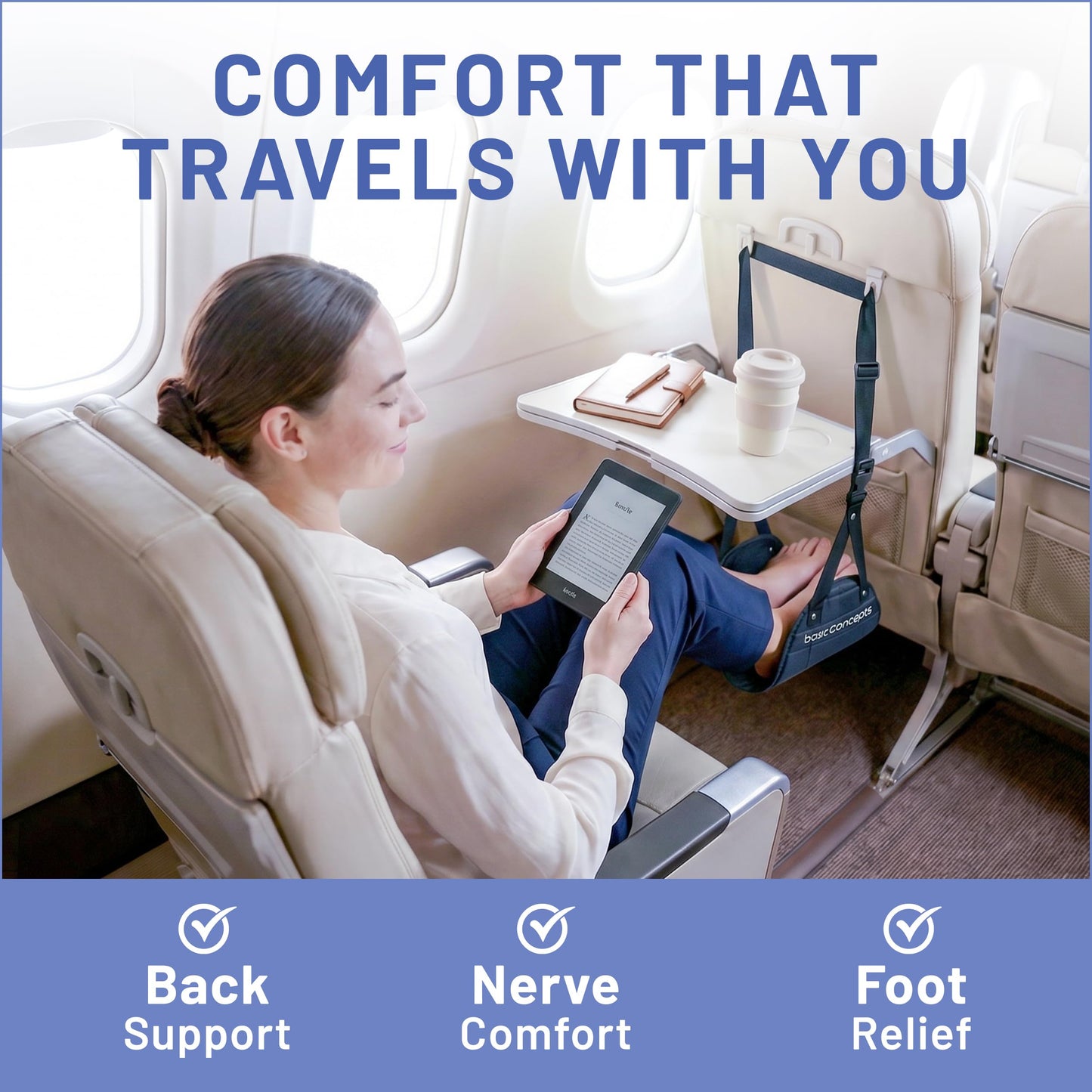 Airplane Footrest (4 Pack), Perfect Foot Hammock for Airplane Travel or Office - Relax Your Feet