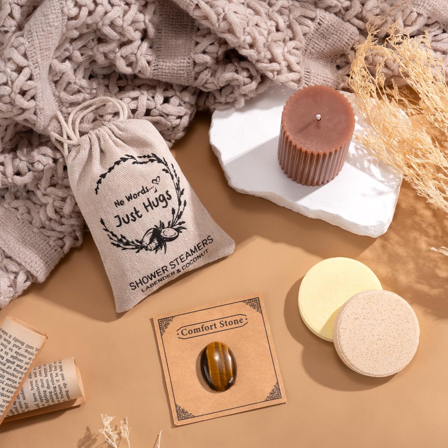 Get Well Soon Gift Baskets for Women, Earth Tone Self Care Package Box After Surgery Thinking of You Feel Better Gifts, Sympathy Gift Basket for Loss of Loved One, Inspirational Gifts for Sick Friends