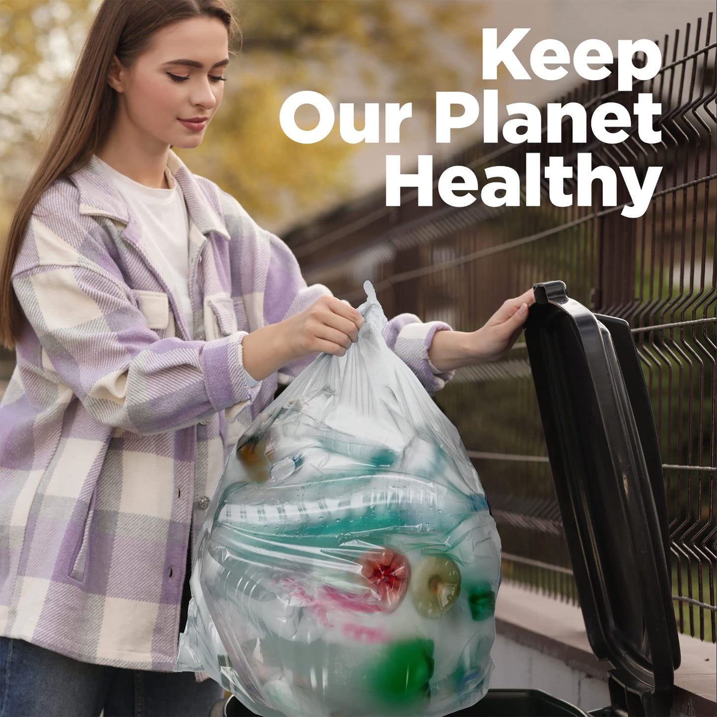 42 Gallon Trash Bags, 3 Mil Contractor Bags, Large Trash Can Liners, 33 x 48", For Large Trash Cans - For Outdoor, Lawn, Custodian, Landscape, Leaf, Recycling - Made in USA - (CLEAR, 50 COUNT)
