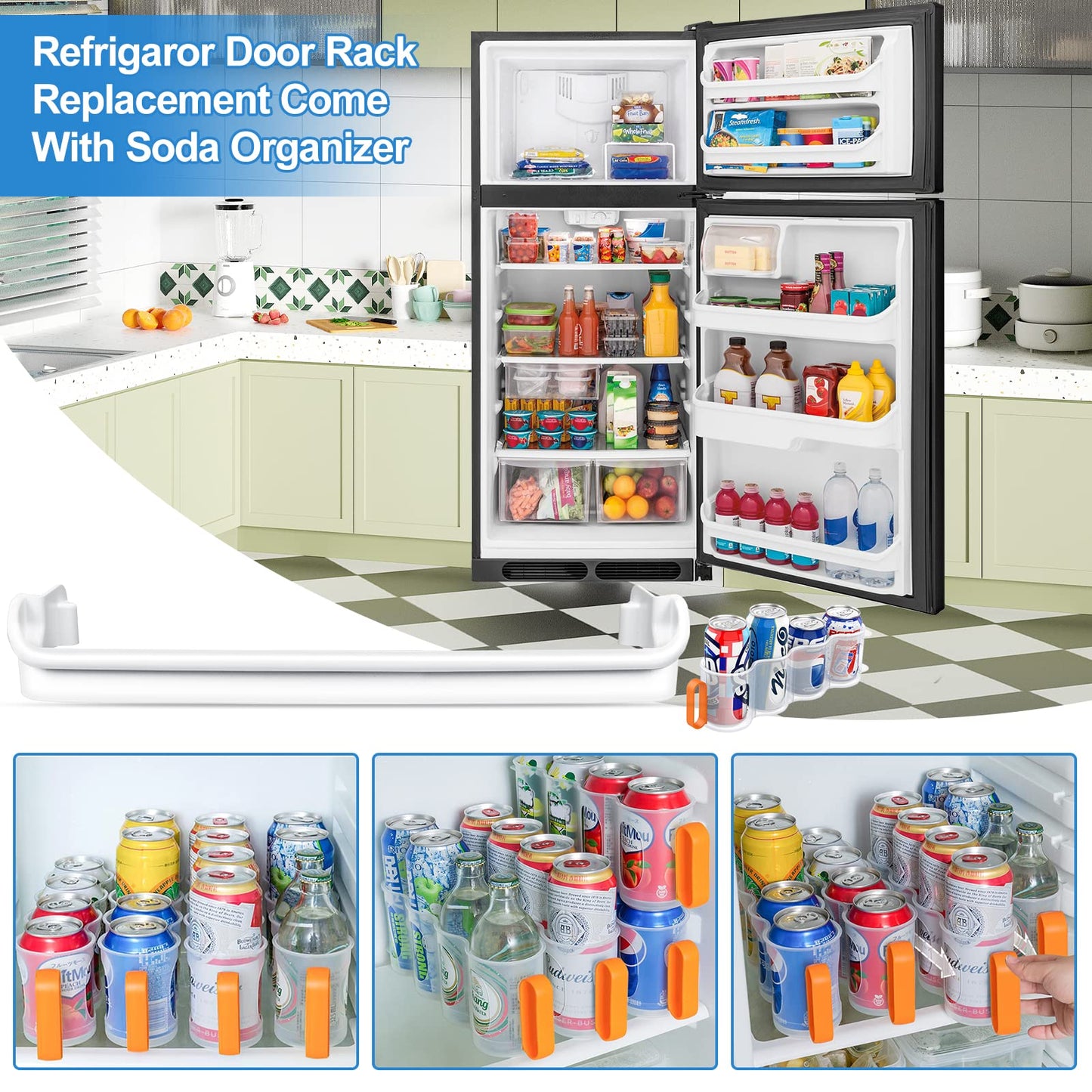 UPGRADED 240535201 Refrigerator Door Rack Bar Replacement Compatible with Frigidaire Kenmore Refrigerator Door Shelf Replacement Parts AP3214686, AH734991,FRT17B3AZB, LFHT1513LW0,FRT15 Door Shelf Rack