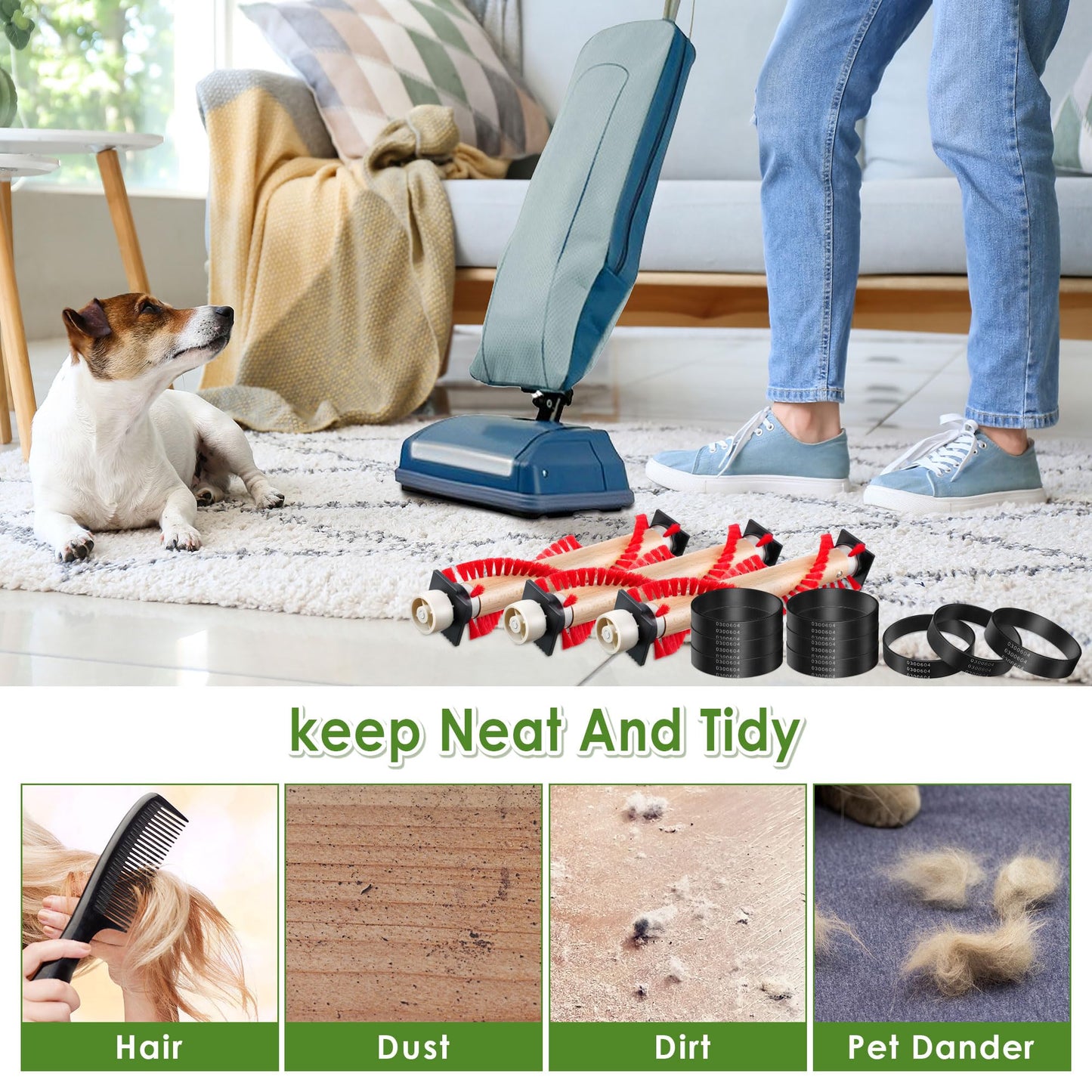 Landhoow Vacuum Roller Brush, Vacuum Belt, Compatible with XL Roller Brush XL Belt 0300604 Compatible with Oreck XL Upright Vacuum Cleaner to Keep Neat and Tidy for Home, Office (3 Pcs)