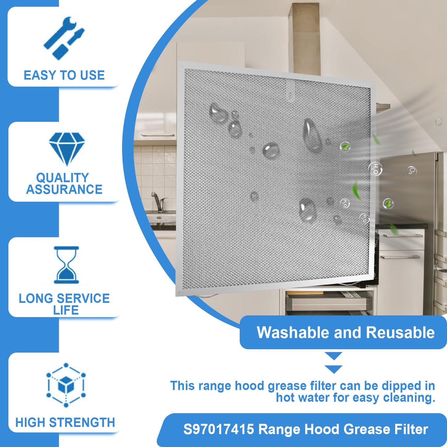 S97017415 Range Hood Filter Compatible with Broan 5 Layer Aluminum Grease Range Hood Filters Replacement 97017415, 14 X 13.7 X 0.35 inch - 2 Pack