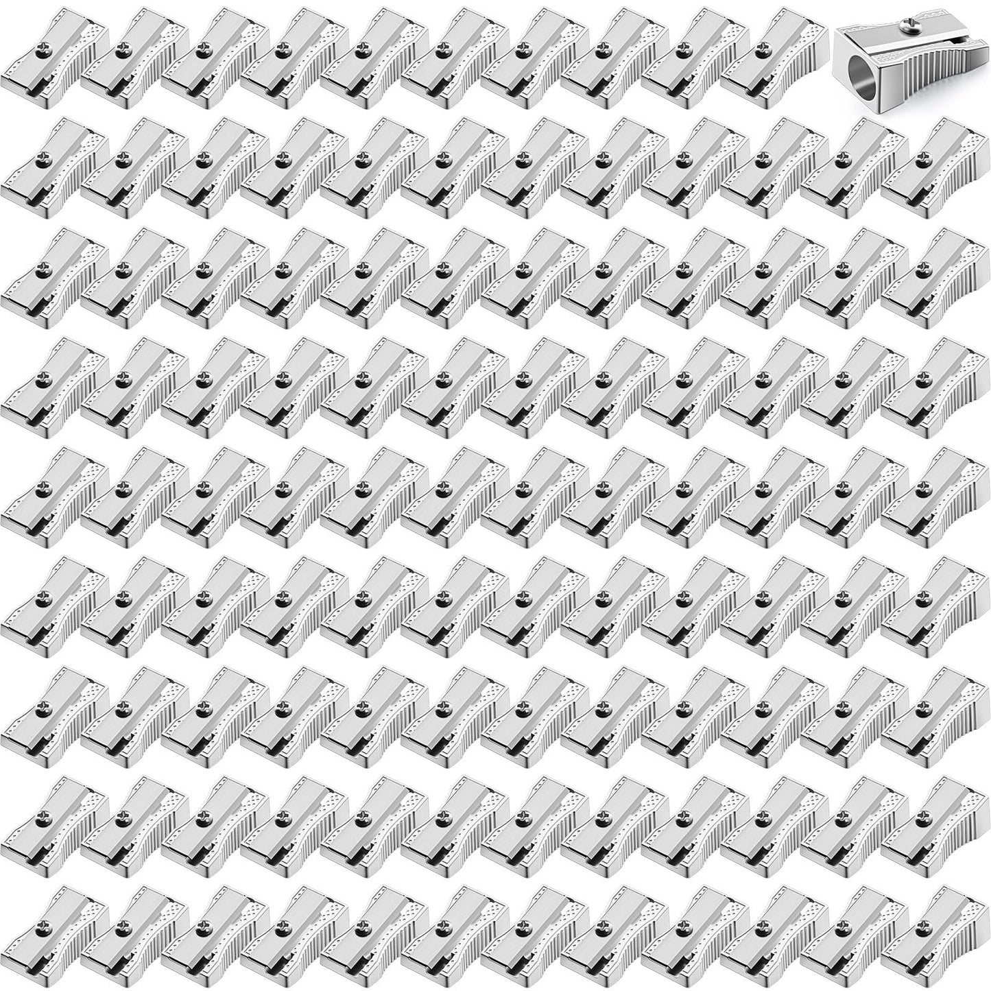 Tenceur 300 Pcs Metal Pencil Sharpeners Bulk Operation Christmas Items Single Hole Handheld Mini Aluminum Pencil Sharpener Alloy Manual Sharpener Bulk for School Office Stationery Classroom Supplies