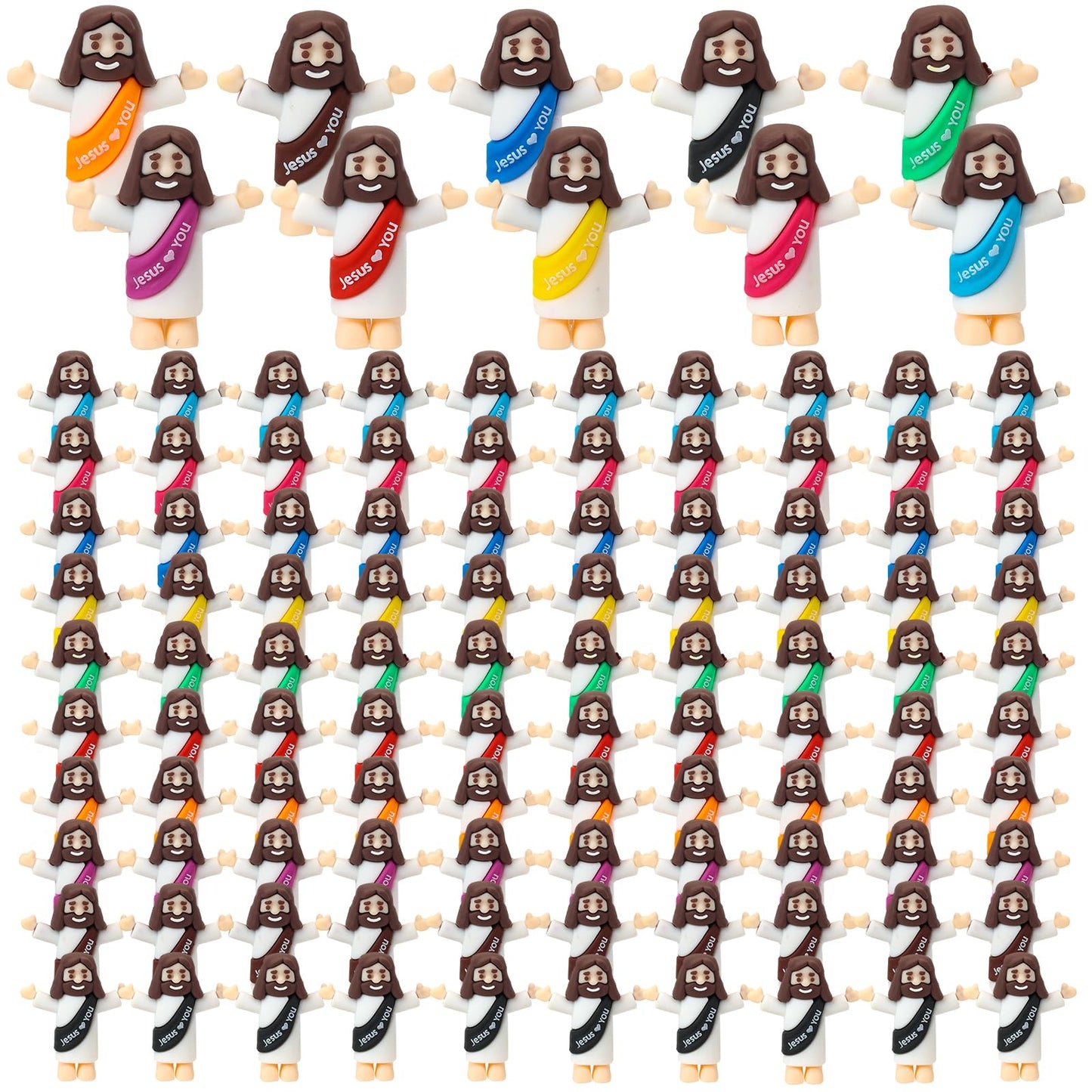 100 Pcs Little Jesus Figurines, Multi-Color Little Jesus Toys, Christ Savior, Religious Gift, Baptism Activity