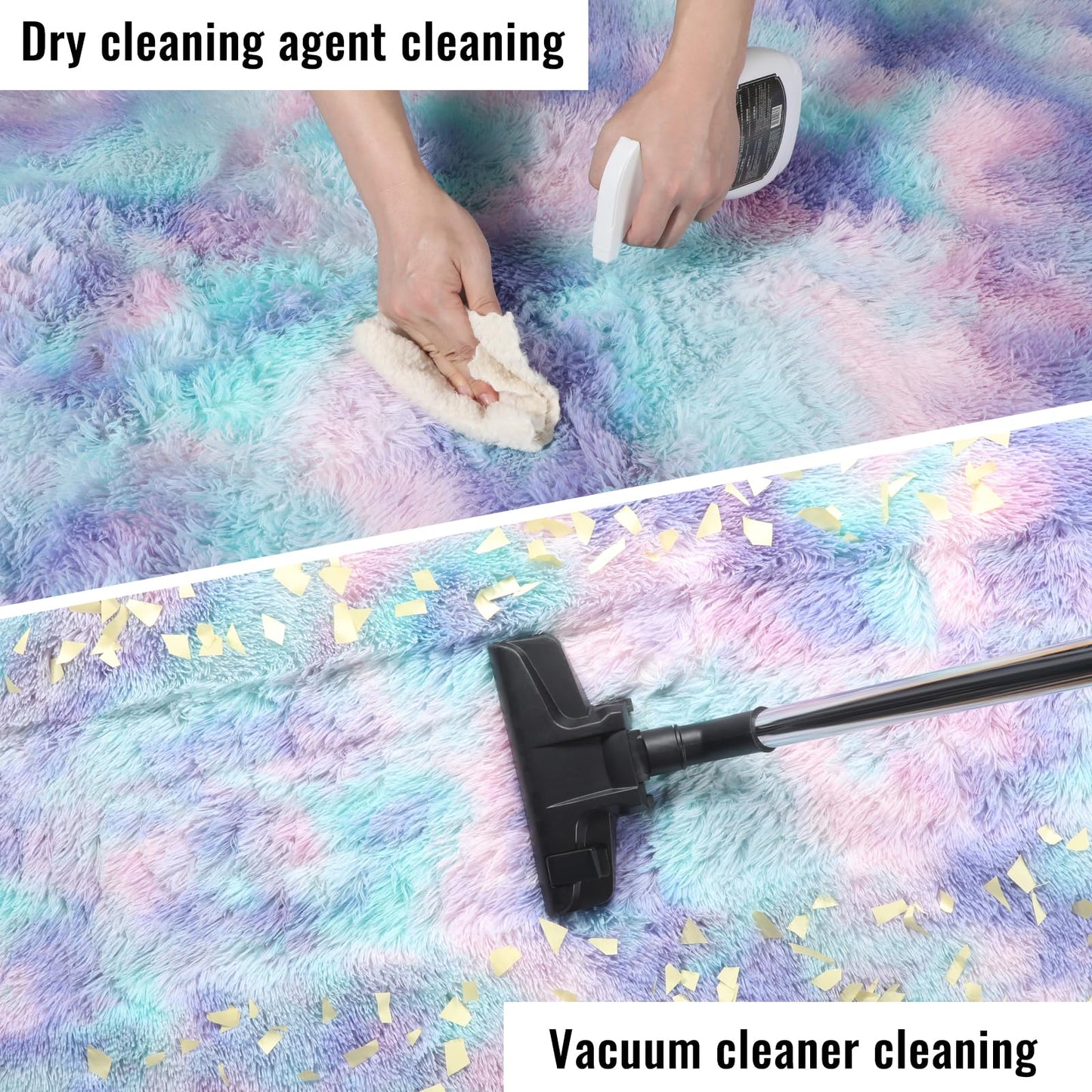 PAGISOFE Soft Purple Rainbow Rugs for Living Room,Fluffy 5x7 Area Rug, Plush Adorable Kawaii Rug for Bedroom Kids Room Baby Nursery,Girls Room Decor Mermaid Rugs Fuzzy Fur Pastel Carpet,Cozy Cloud Rug