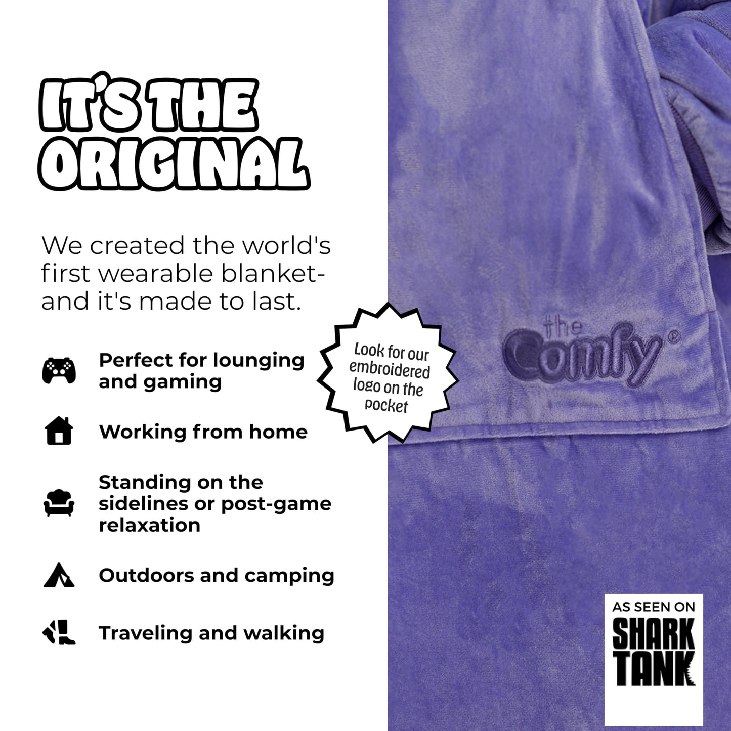 THE COMFY Original | Sherpa Lined Microfiber Fleece Wearable Blanket, Oversized Design with Hood and Pocket, From Shark Tank, for Women & Men, Warm and Cozy Gifts