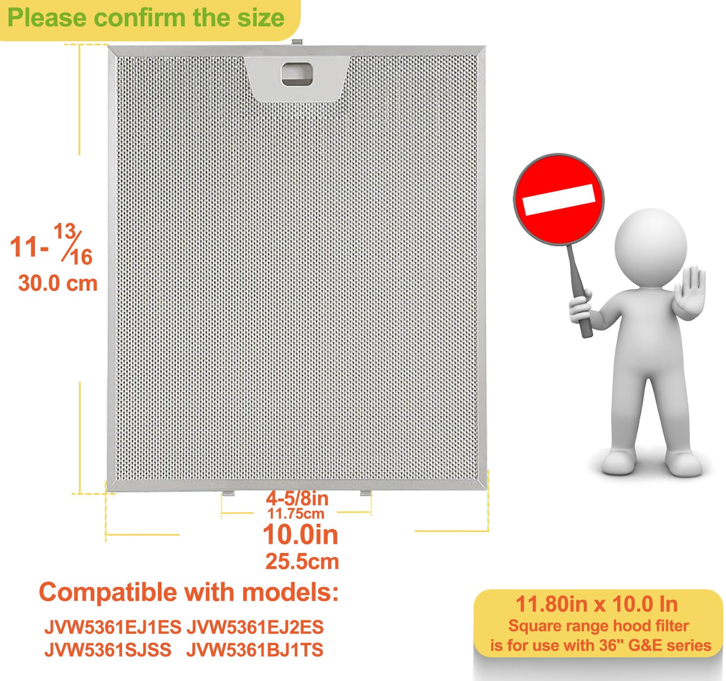 MNPARTS 3Pcs WB02X24871 Compatible with GE Range Hood Filter 11-13/16 x 10 in Range Hood Filter For JVW5361BJ1TS JVW5361EJ1ES JVW5361EJ2ES JVW5361SJ1SS UVW8364SP1SS