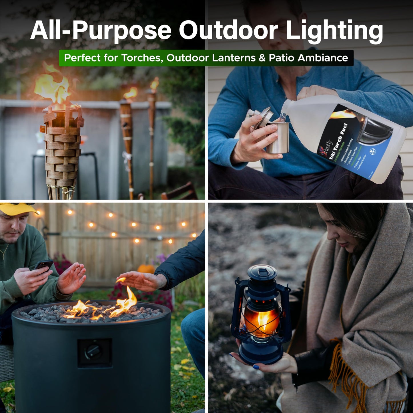 Firefly Eucalyptus Formula - Tiki Torch Fuel Lamp Oil - Clean Burning, Low Smoke, Outdoor Use, 1 Gallon