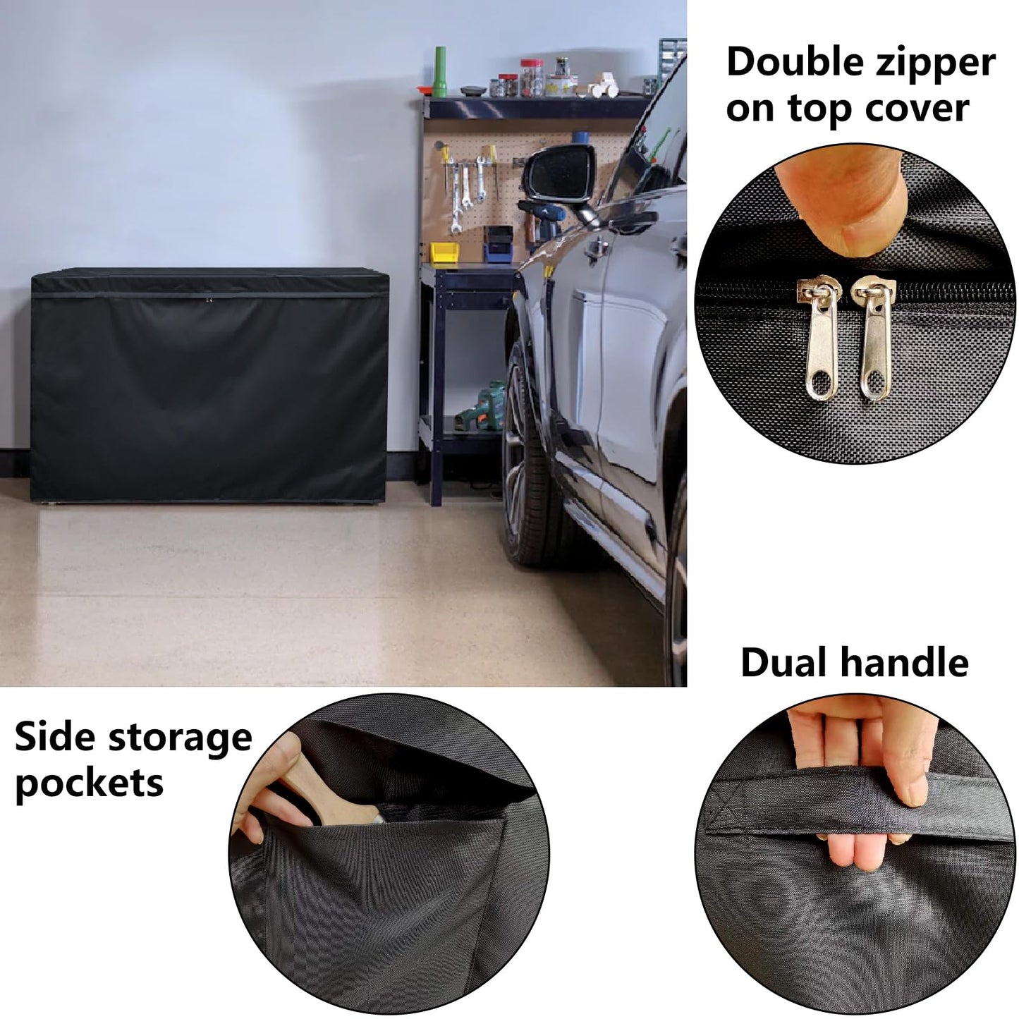YANGSHILEI Chest Deep Freezer Cover for 14-16 cu ft Chest Deep Freezer Waterproof Dustproof,Top with Zipper to Open UV Resistance Chest Deep Freezer Protector 56"W×29.5"D×36"(Black)