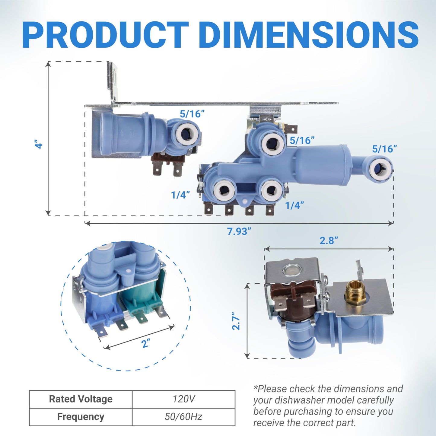 BlueStars 242253002 Refrigerator Water Inlet Valve - Compatible with Frigidaire Electrolux Kenmore Crosley Refrigerators - Replaces 242102201 2689640 AP5669874 PS7321353 EAP7321353