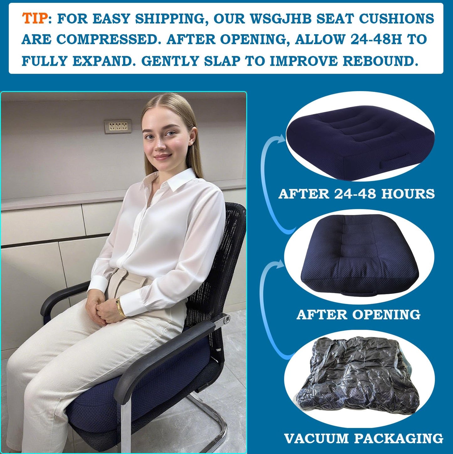 WSGJHB Office Chair Cushion Pillow Adult Car Booster Seat Cushions for Short People Effectively Increase Field of View Lower Back Fatigue Relief, for Cars Office Home Anti-Slip 18x18x4.7 inch Black