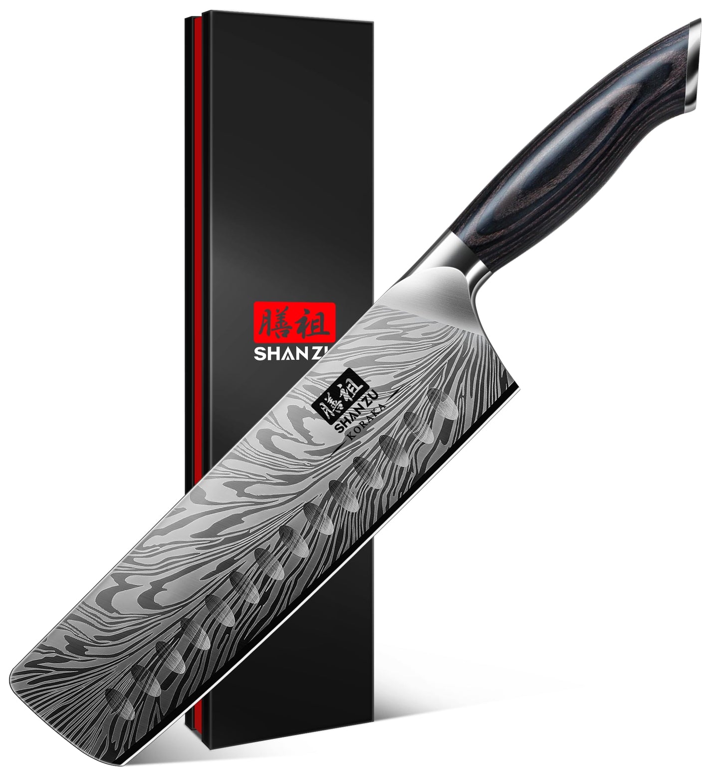 SHAN ZU Nakiri Knife in Powder Steel, Ultra Sharp 7 Inch Vegetable Kitchen Knife, High Carbon Japanese Chopping Knives, Multipurpose Chef Knives for Meat with Ergonomic Pakkawood Handle