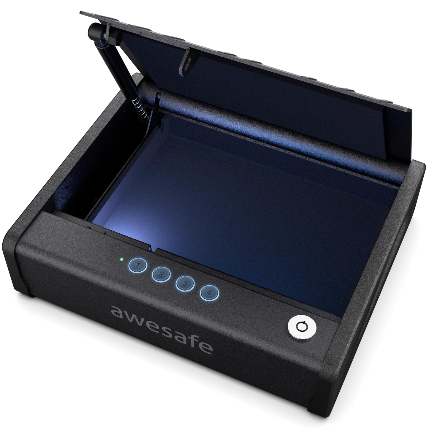 awesafe Biometric Gun Safe for Pistol, 2 Ways Quick Access Handgun Safe with Backlit Digital PIN Key, Portable Car Gun Safe, Gun Lock Box with Gas Strutfor Nightstand Bedside Cloakroom Living Room