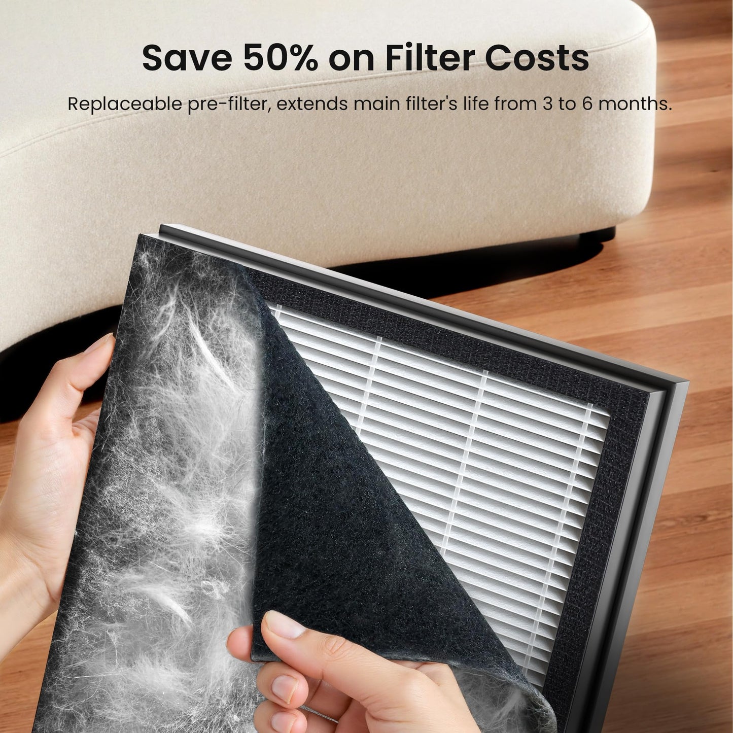 HEAPETS P358 Replacement Filters for P358 Pet Air Purifier, 6 Pre-Filters and 2 HEPA Composite Filters, Genuine Version, PJ358-2LX6JDM