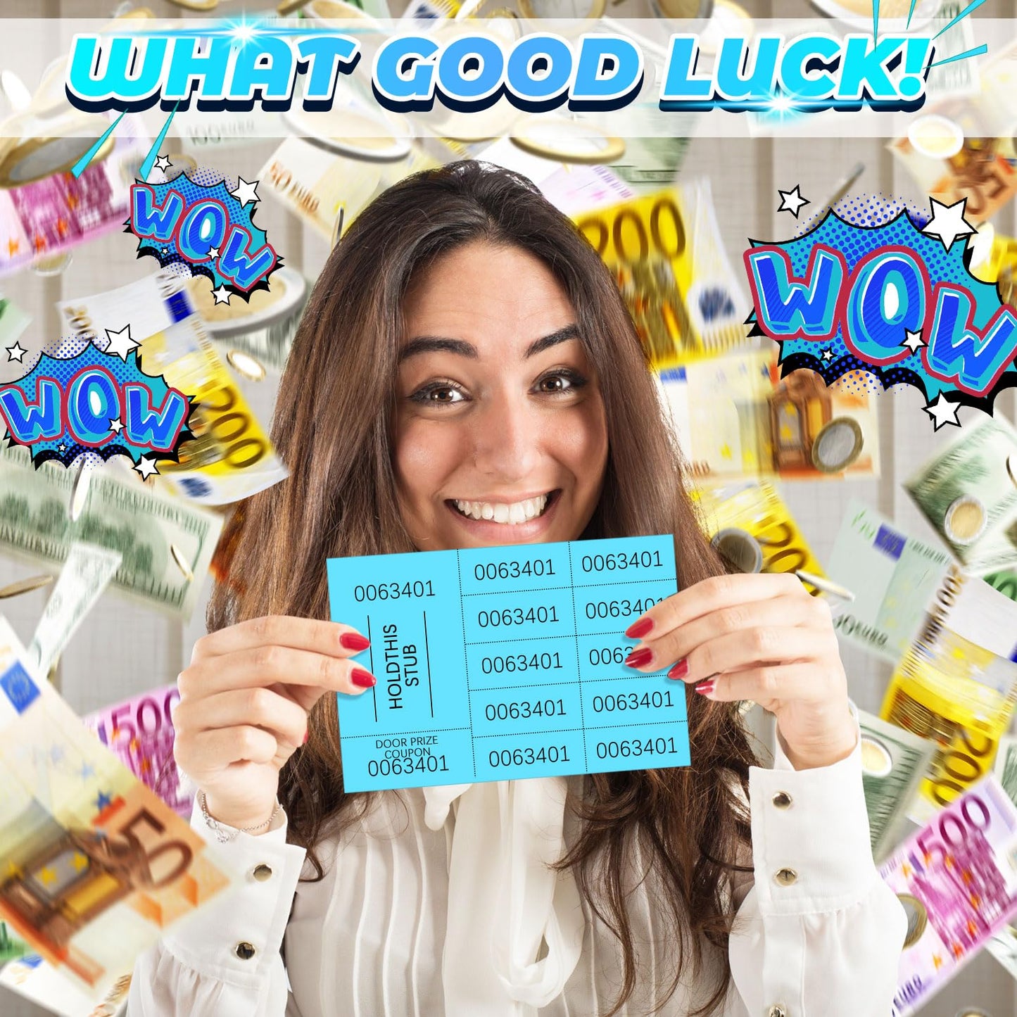 Kosiz 1200 Sheets Raffle Tickets Chinese Auction Tickets with 10 Bid Numbers Per Sheet Basket for Events Raffle Sheets or Silent Auction Classroom School Church Events, Lake Blue