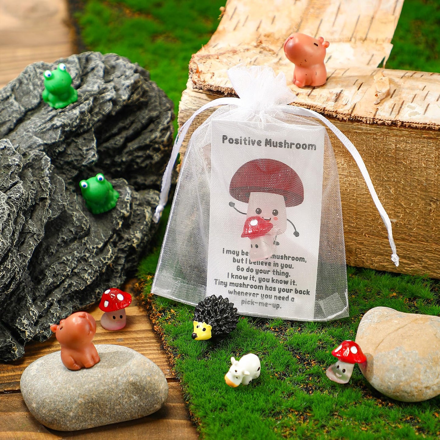 Fumete 200 Set End of Year Gift CNA Week Appreciation Gift Bulk for Employee Coworker Positive Resin Animal with Pun Motivation Note Card Inspirational Graduation Thank You Party Favors