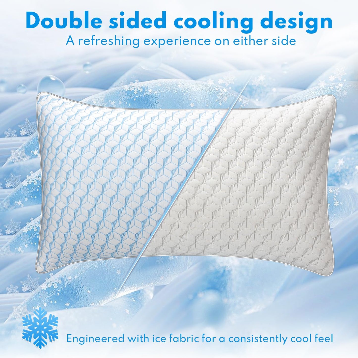 HEYCUZI Bed Pillows Queen Size for Sleeping - Breathable Cooling Down Alternative Soft Pillows Set of 2 for Side, Back, and Stomach Sleepers - Hotel Quality Fluffy Microfiber Fill Skin-Friendly