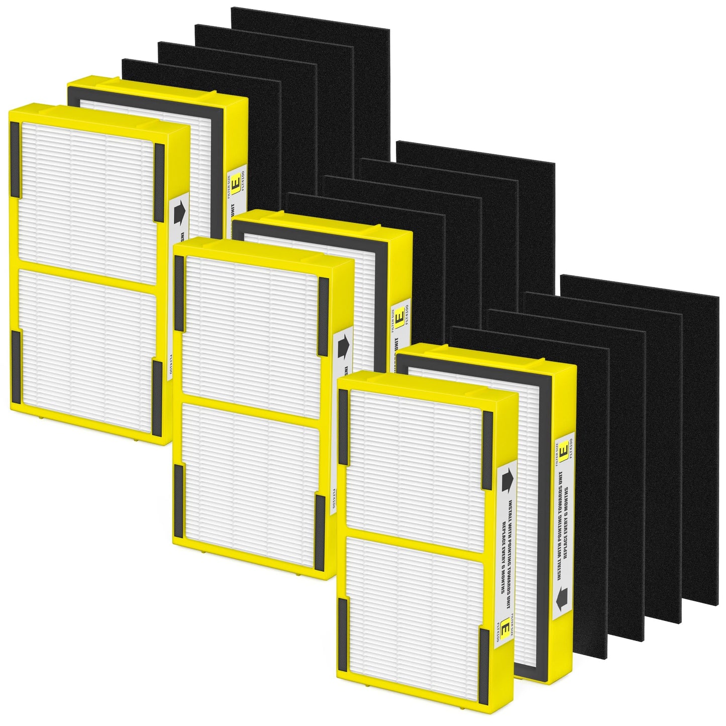6 Pack FLT4100 HEPA Replacement Filter Size E Compatible With Guardian Technologies AC4100 AC4100CA, AC4150BLCA, AC4150PCA, AC4150P, AC4175W Purifier, Part # FLT4100 / FLT11CB4 / Filter E