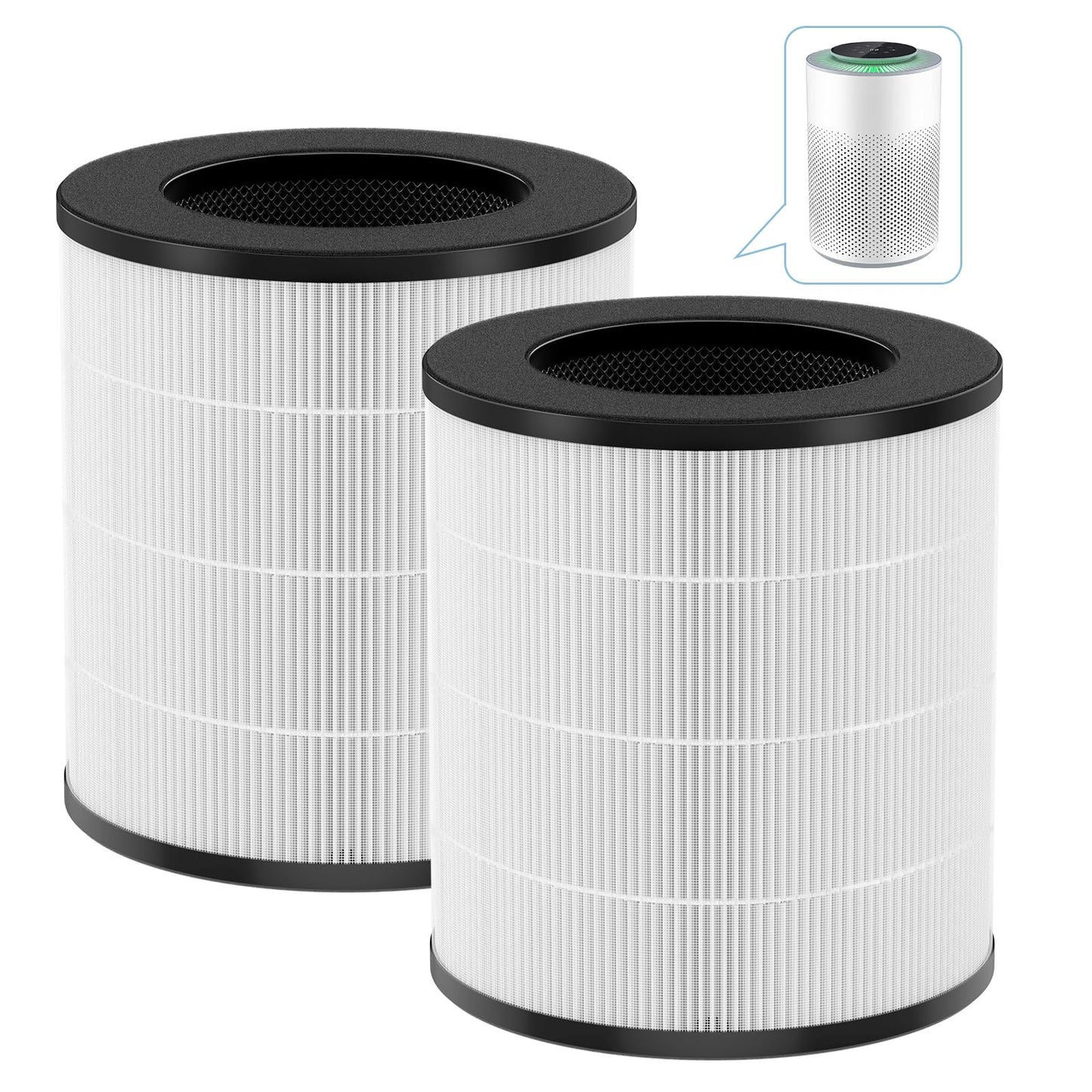 2 Pack A2 Replacement Filter Compatible with AMEIFU GDAP1W and VEWIOR A2 (ClearAir-A2) Air Purifier, 3-in-1 HEPA Filter with High-efficiency Activated Carbon Filter for Pollen Dust Pet Dander Smoke