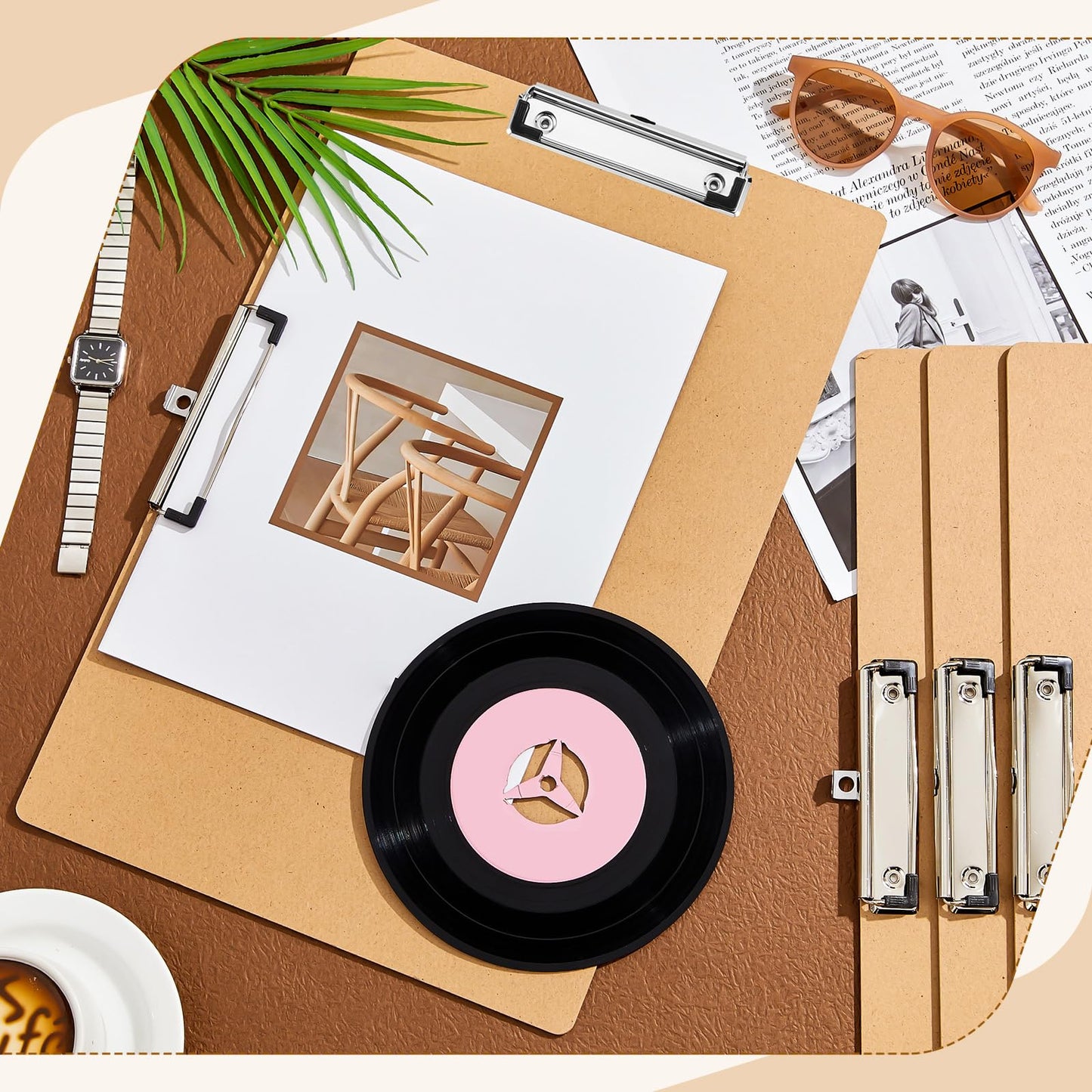 Henoyso 12 Pcs 11 x 17 Clipboards Wooden Lap Boards with Low Profile Clip Double Clip, Extra Large Landscape Hardboard Drawing Boards Horizontal Brown Clipboard for Drafting Board & Sketch Board Use