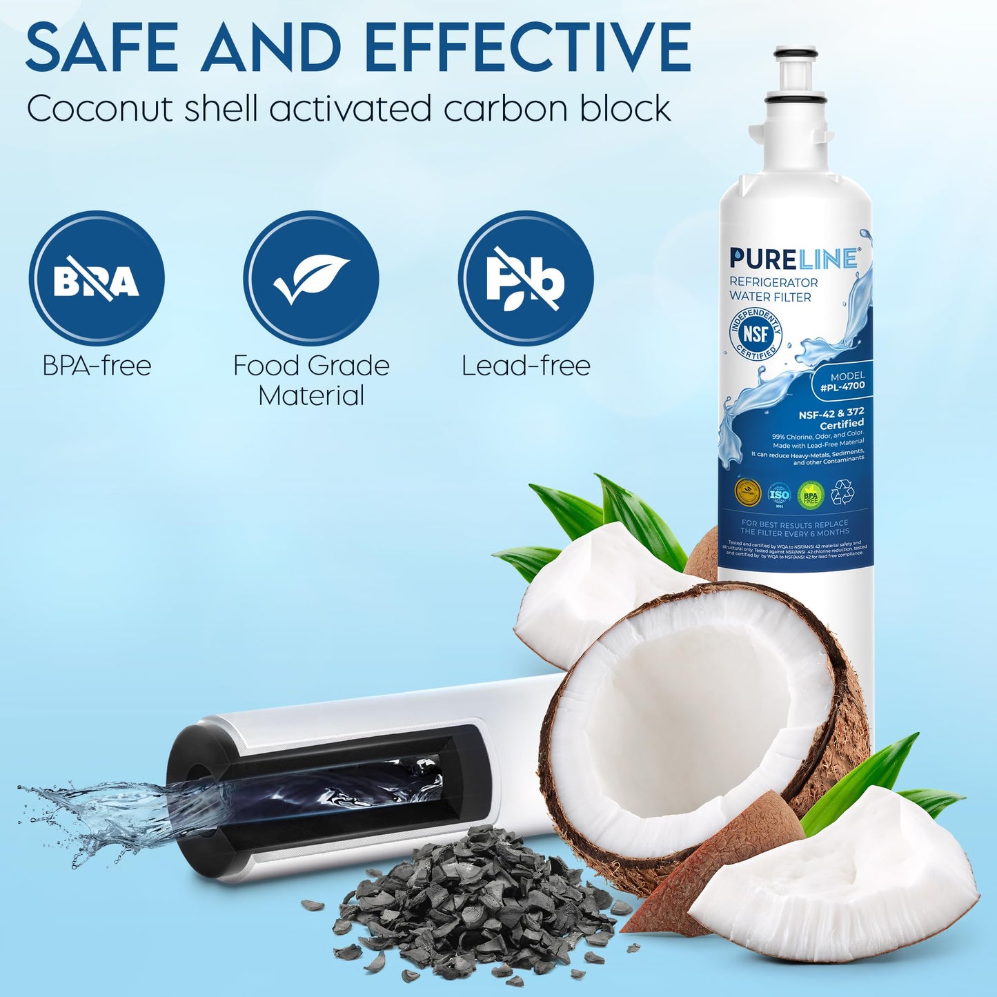 Pureline Replacement for GE® RPWFE® Water Filter (With RFID Chip) RPWF Refrigerator Water Filter. Compatible with GFE28GYNFS, PFE28KYNFS