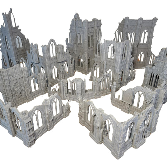 10th Edition 40k Tournament Terrain Set, 3dPrinted Wargame Terrain 28mm Scale Buildings in Ruins, Imperialis Sci fi Gothic Wargaming Scenery