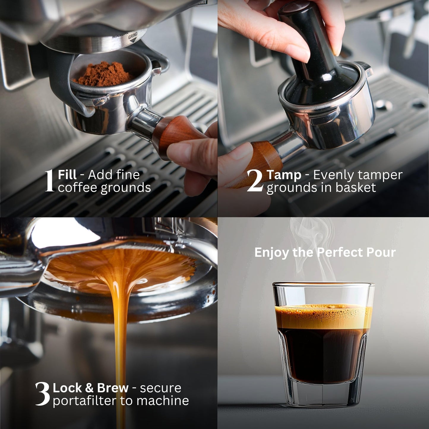 54mm Bottomless Portafilter Compatible with Breville Barista Express, Pro, Touch, Bambino Plus & Infuser – Naked Portafilter with 18g Precision Basket – Ergonomic Rosewood Handle | BRESYIA