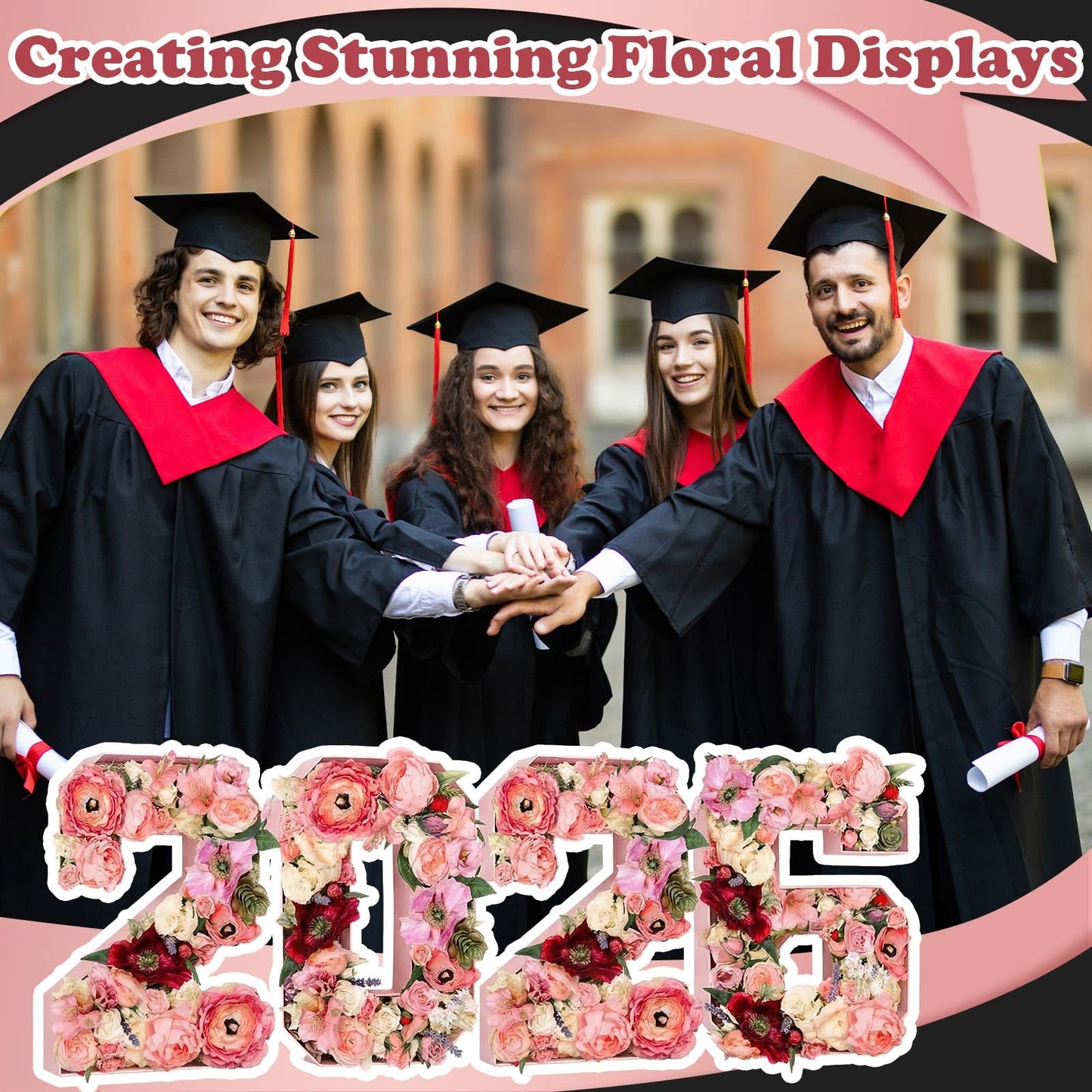 Mooliwe 4 Pcs 2026 Graduation Fillable Numbers for Charcuterie Class of 2026 Cardboard Number Grad Charcuterie Board Serving Trays Graduation Food Box for Tray Party Supplies(Pink)
