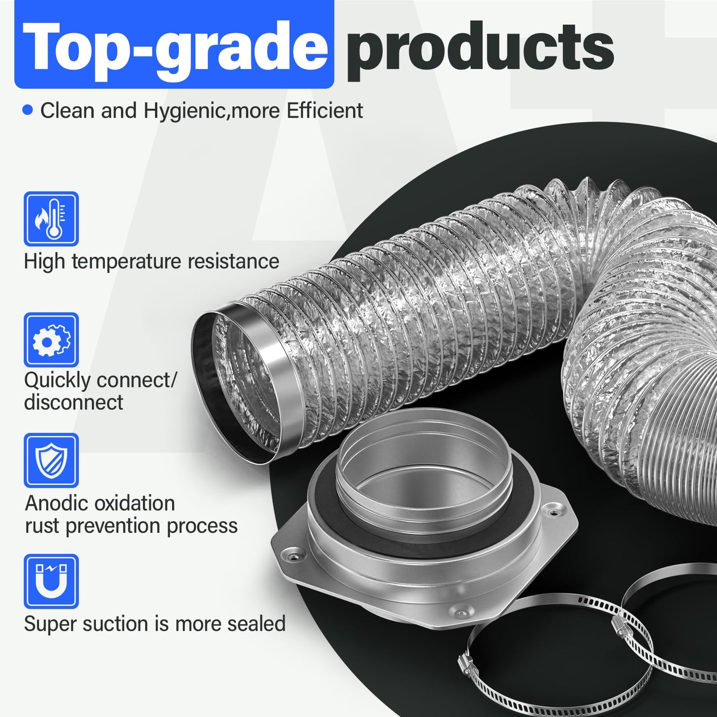 Drfilty Magnetic Dryer Vent MV-180 Connector Kit, 4 Inch for Tight Spaces, Strong Magnetic Seal, Easy Quick Installation, Improves Airflow & Safety, GTD65EBSJ3WS, GTD42EASJ2WW, GTD42GASJ2WW