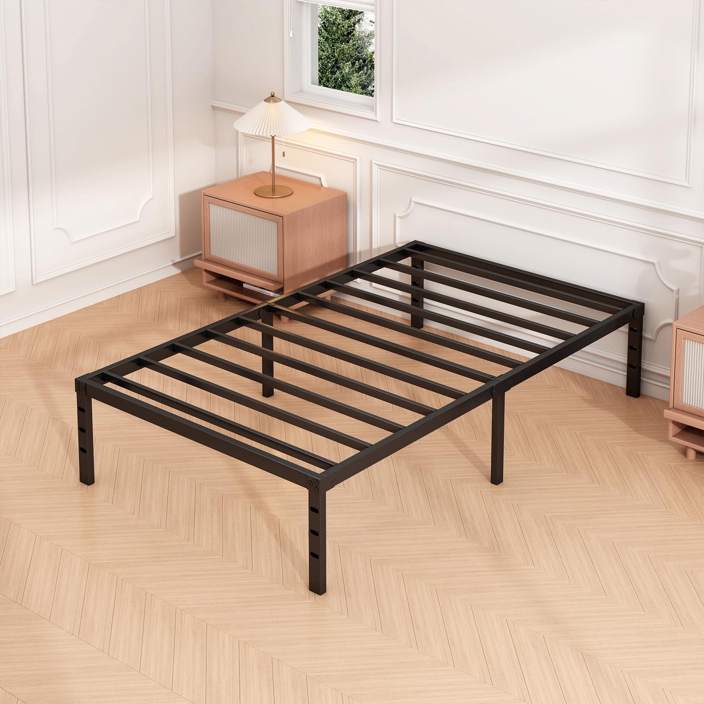Hafenpo 18 Inch Twin Bed Frame - Sturdy Metal Platform Twin Size, No Box Spring Needed, Heavy Duty, Easy Assembly, Strong Bearing Capacity, Under Bed Storage, Black