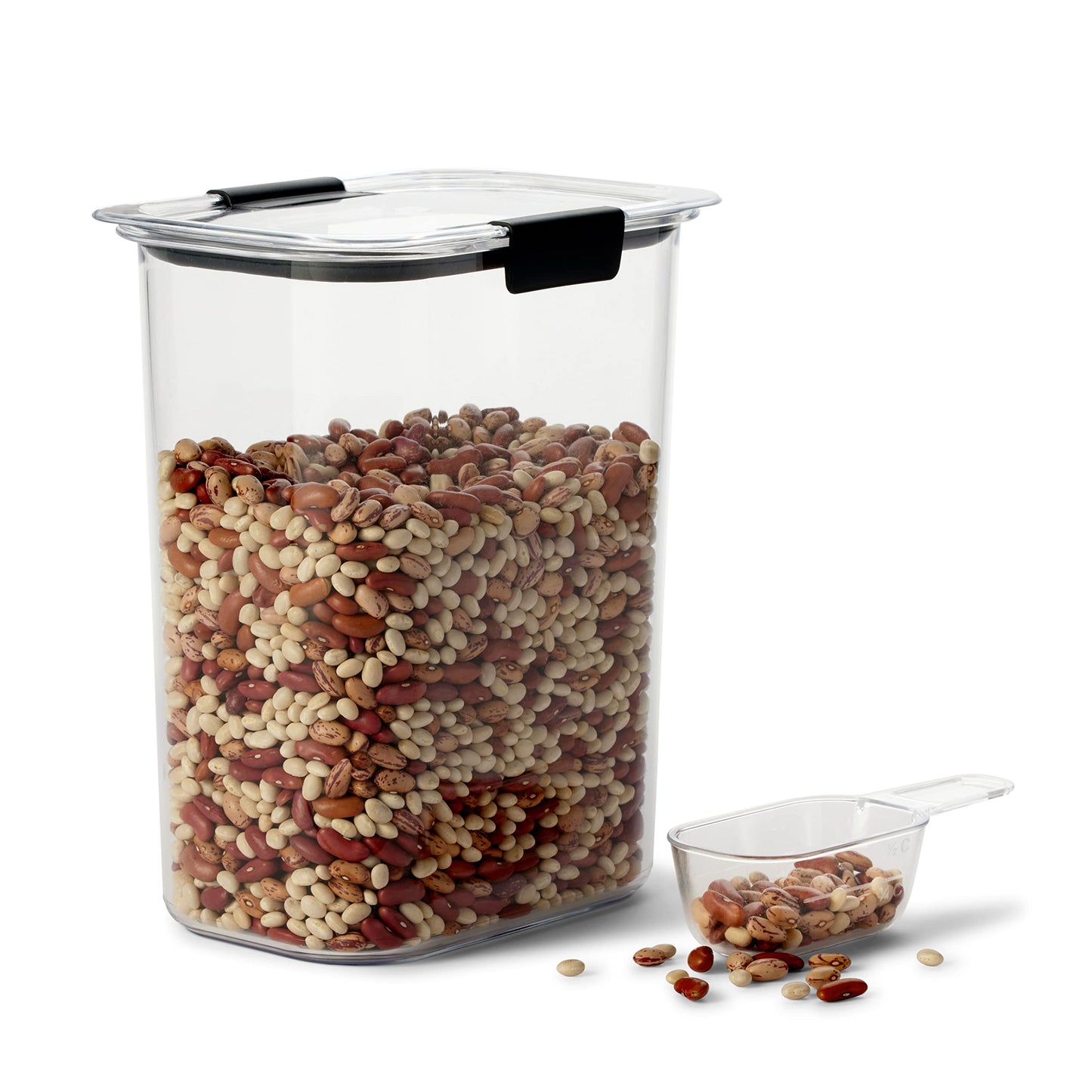 Rubbermaid Brilliance BPA-Free Food Storage Containers with Lids Airtight Kitchen and Pantry Organization Set Includes 3 Containers and Scoops Clear 16 cups