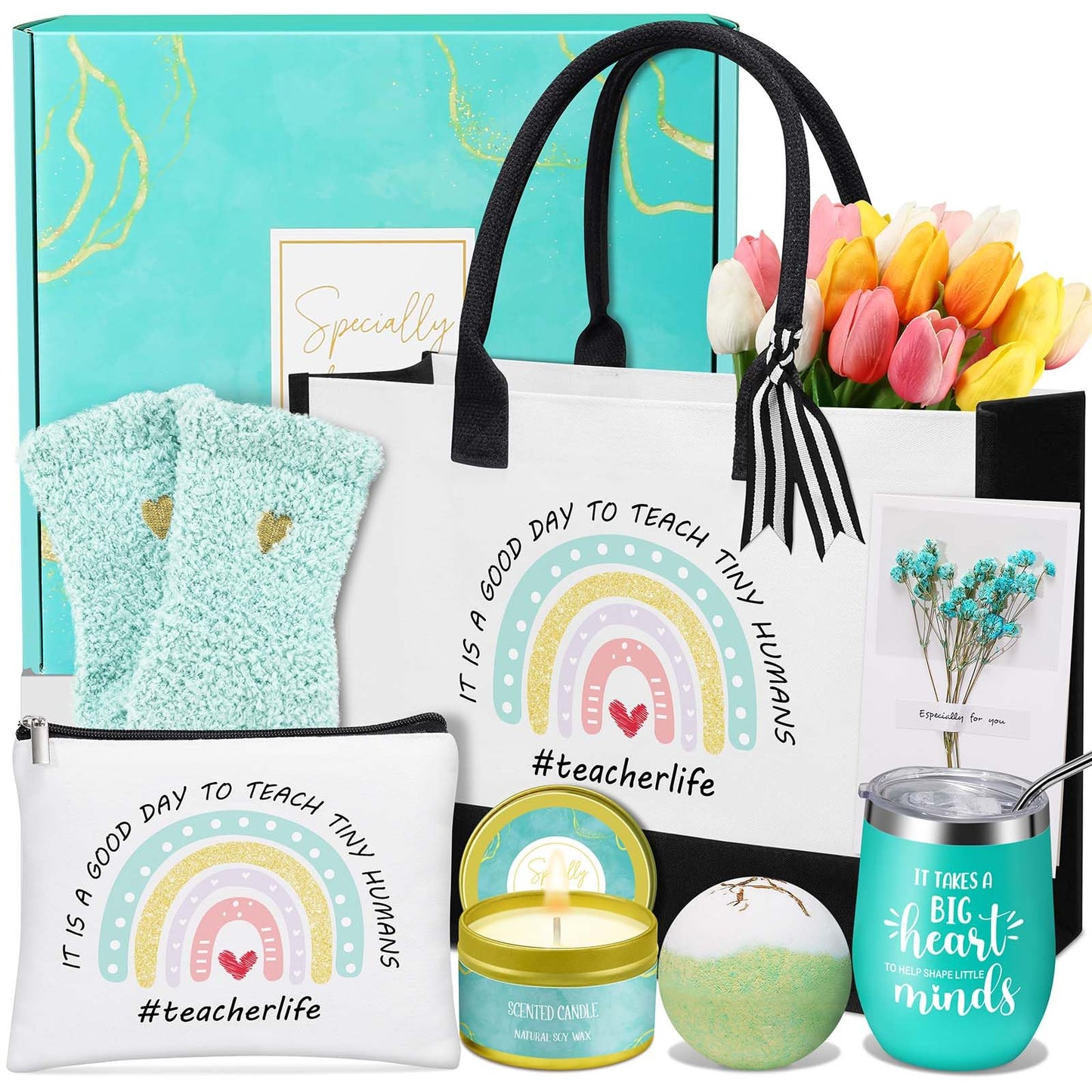 Uwingess Teacher Appreciation Gifts, Personalized Cool Thank You Teacher Appreciation Gifts Basket Ideas for Women- Birthday, Christmas, Valentines Day, Mothers Day