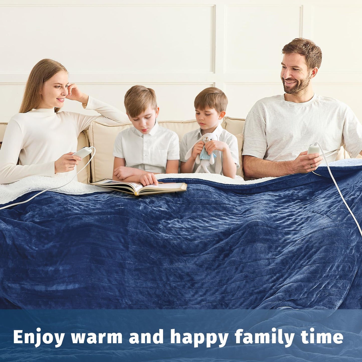 Heated Electric Blanket Queen Size - 84" x 90" Heating Blanket with Dual Control, 10 Heating Levels & 8 Hours Auto Off, Soft Warm Flannel Blanket, Christmas Birthday Gifts for Senior Grandma