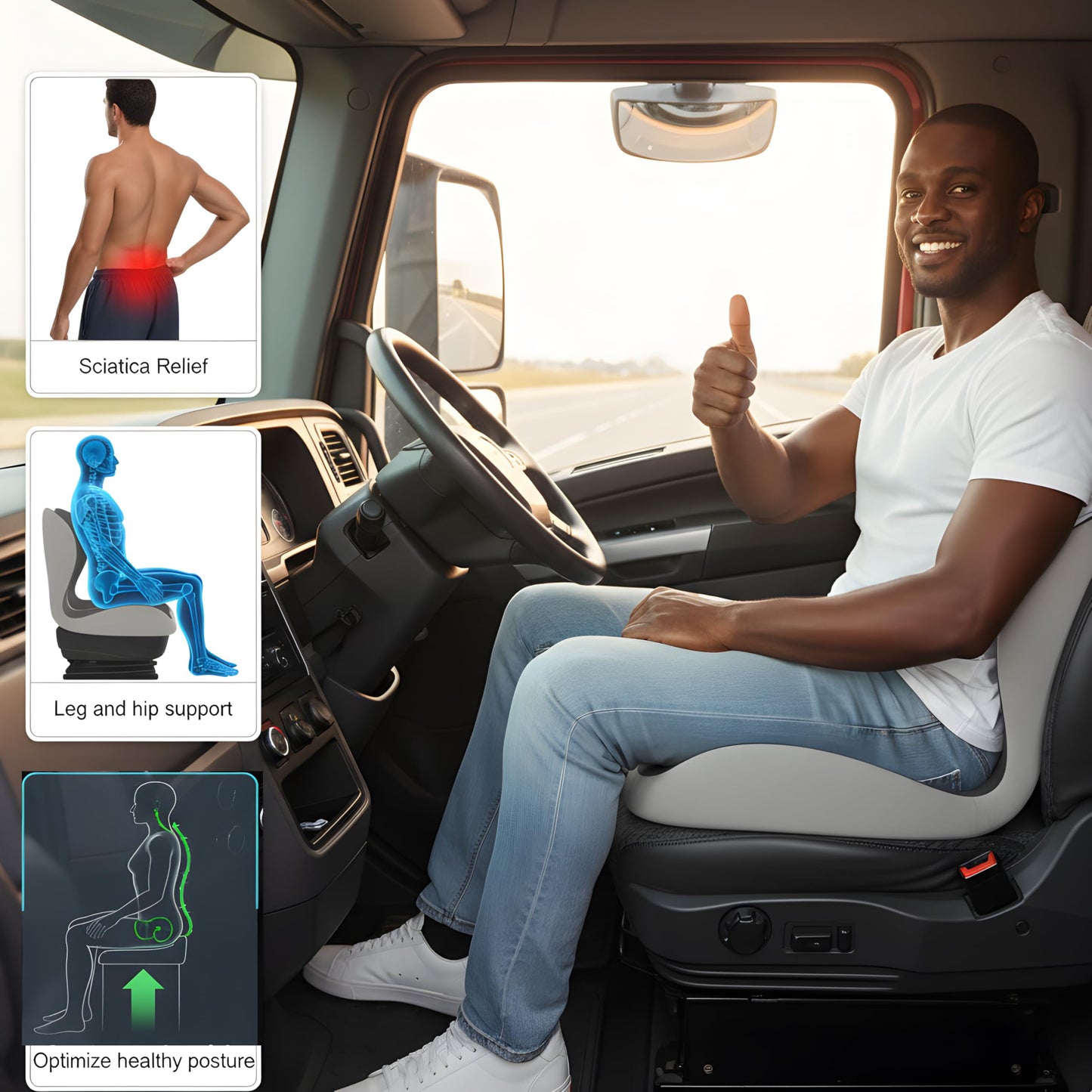 Zamerry Memory Foam Office Chair Cushion for Sciatica Pain Relief – Ergonomic Seat Cushions for Office Chairs, Desk Chair Cushion & Lumbar Support for Car, Airplane Seat Cushion for Back Pain