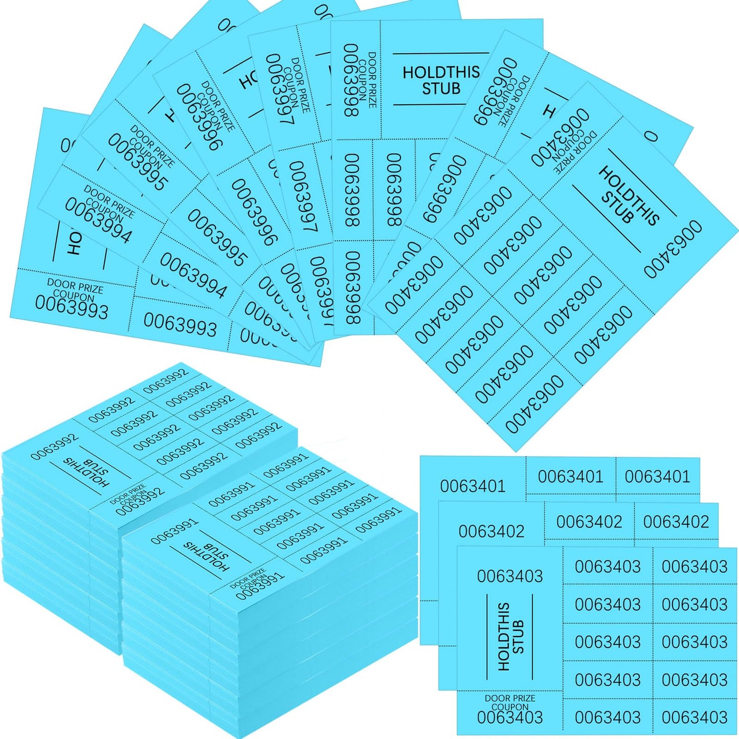Kosiz 1200 Sheets Raffle Tickets Chinese Auction Tickets with 10 Bid Numbers Per Sheet Basket for Events Raffle Sheets or Silent Auction Classroom School Church Events, Lake Blue