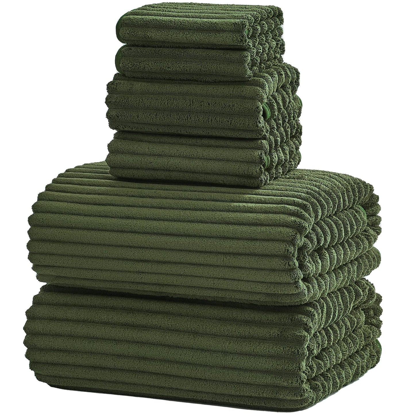 NALIVO 6-Piece Bath Towel Set(30"x60"), 2 Large Bath Towel Sheets, 2 Hand Towels and 2 Washcloths - Highly Absorbent Quick Dry Microfiber,Ultra Soft Towel Set for Bathroom (Olive Green)