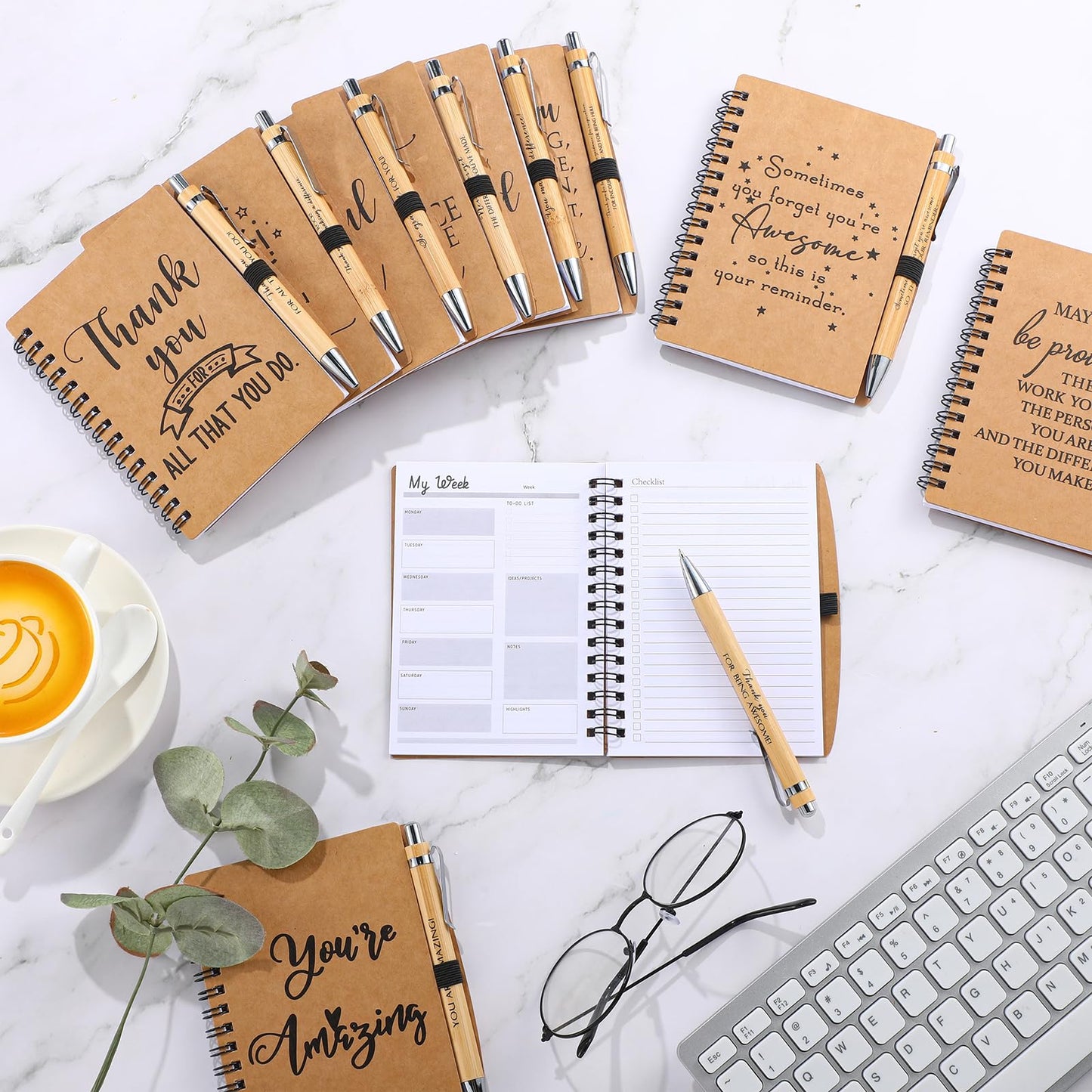 Tellingyou 60 Pcs Bulk Appreciation Gifts for Employee Coworker CNA Week A6 Notebook with Pens Appreciation Gifts Thank You for Team Office Staff Graduation Teacher Volunteers