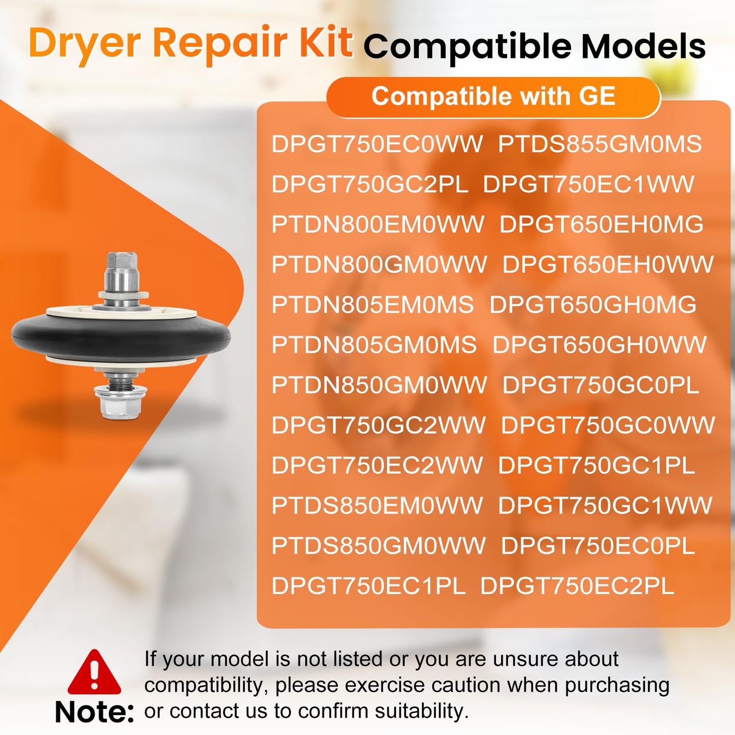 WE03X10008 Roller Kits (4 Pack) Compatible with ge Dryer, Replaces PD00028272 1088999 AP3778075 PS959905 EAP959905, Figures 3 is Fit Models