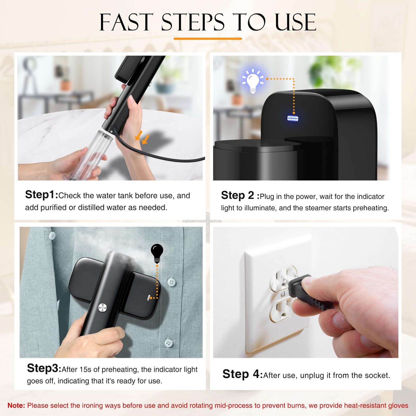 G5 Steam 2-in-1 Professional Handheld Steamer for Clothes,Iron for Clothes, Just 1lbs Lightly, 10 Minutes of Continuous Steam 1200W Light Steam Iron for Travel and Home